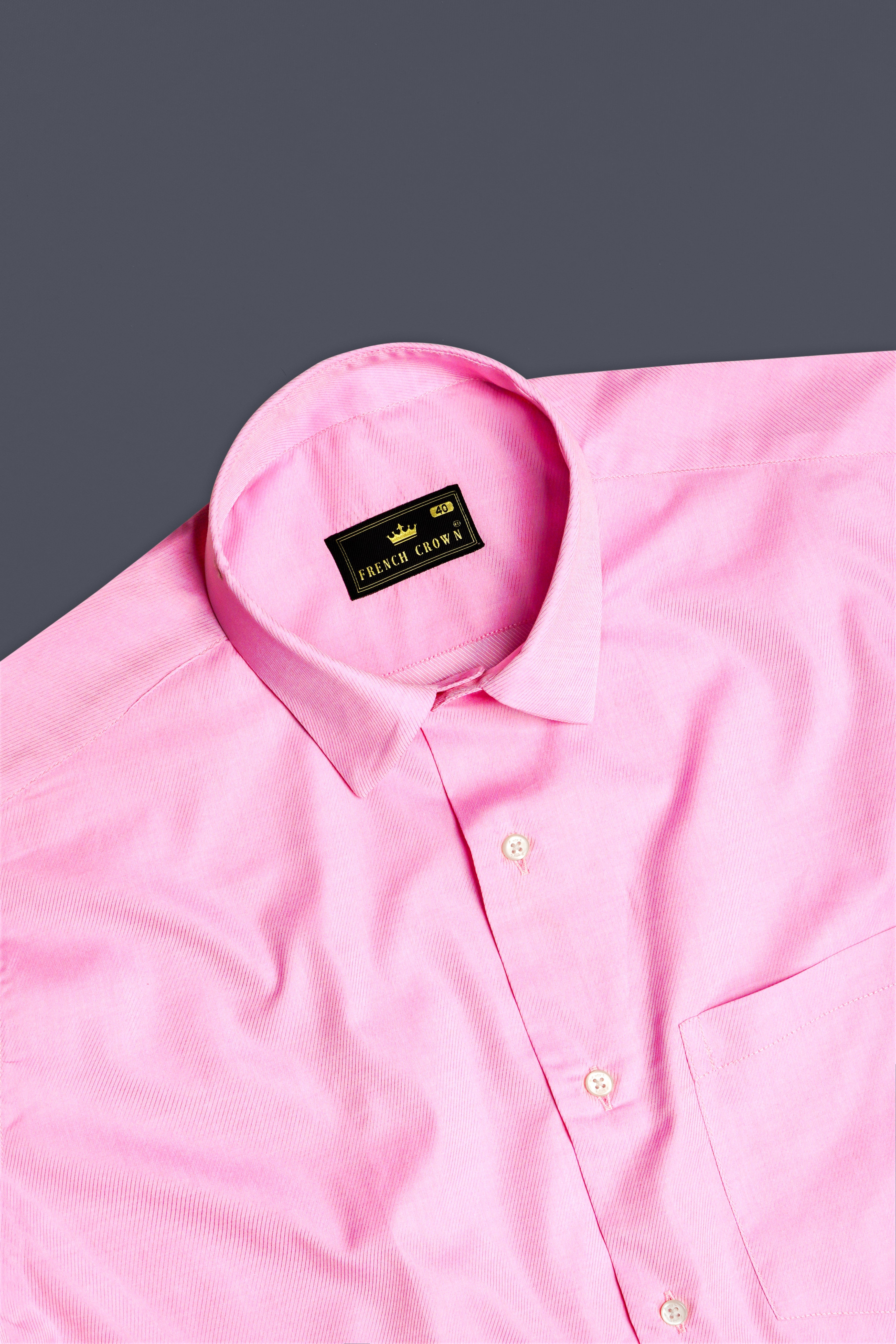 Blush Bloom-Classic Rose Pink Solid Twill Premium Cotton Dress Shirt