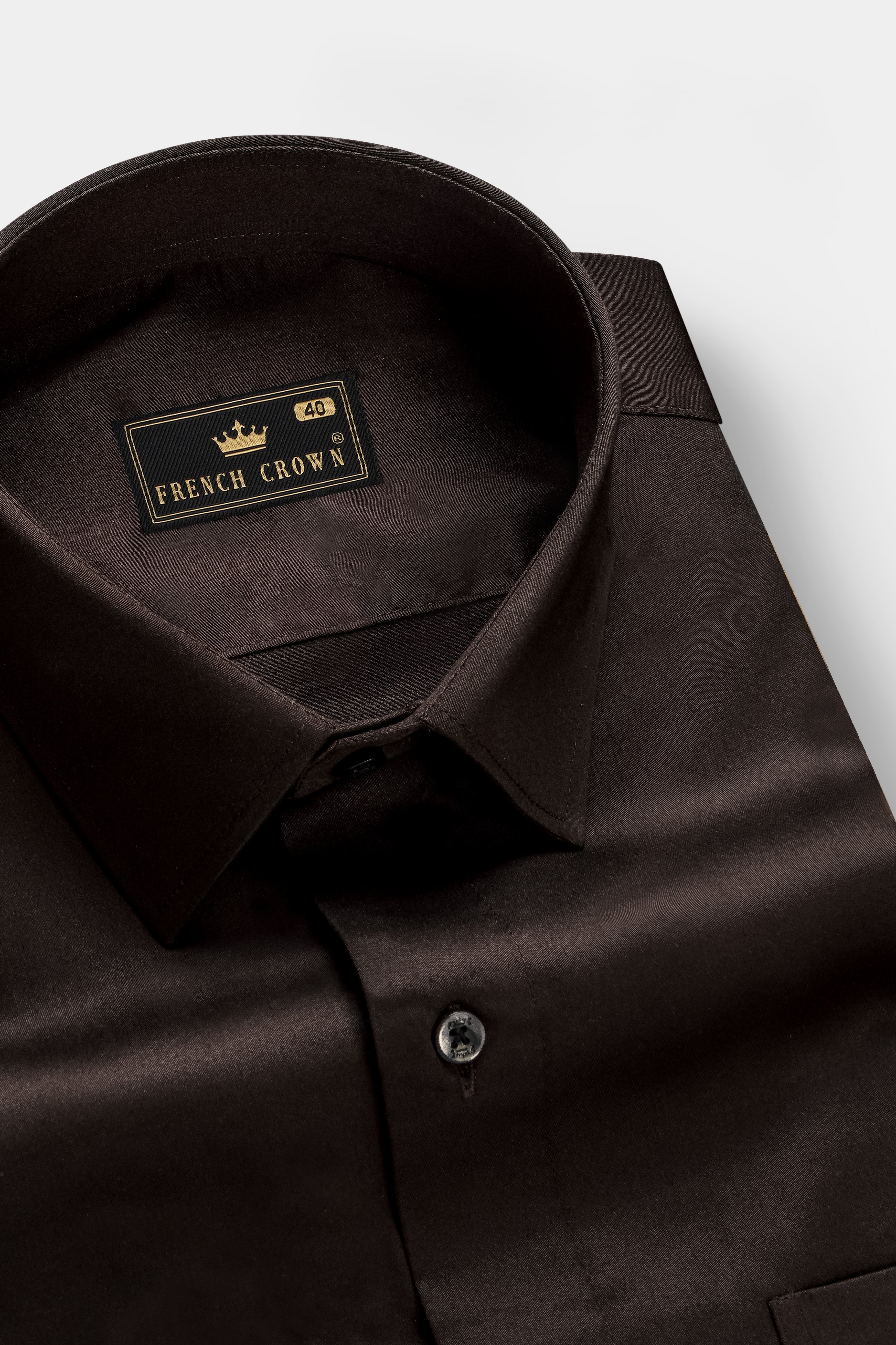 Bronzed Slate-Asphalt Brown Solid Subtle Sheen Super Soft Premium Cotton Dress Shirt