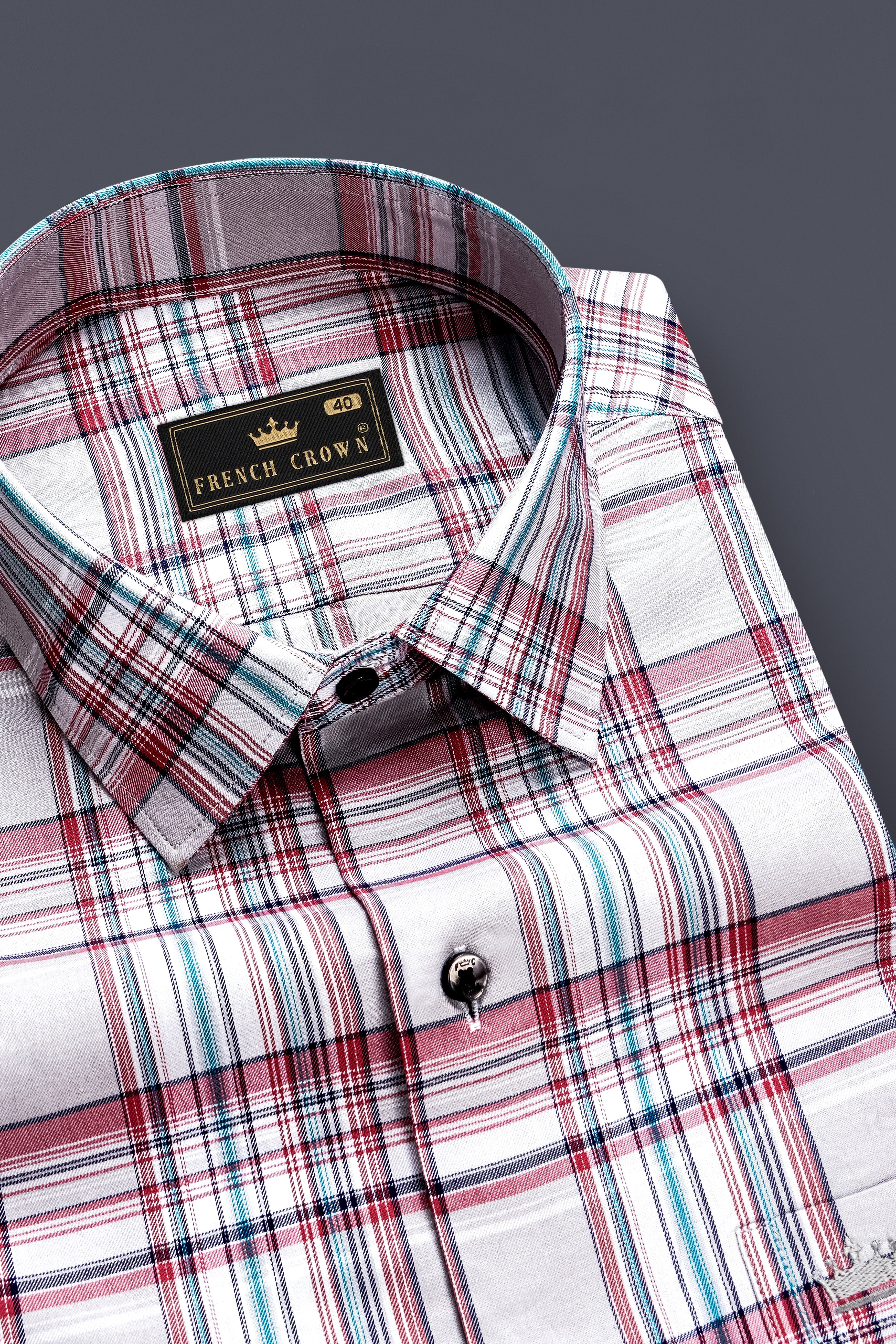 Rosewater-Turkish Rose And Spray Blue Balmoral Plaid Twill Premium Cotton Semi Formal Shirt