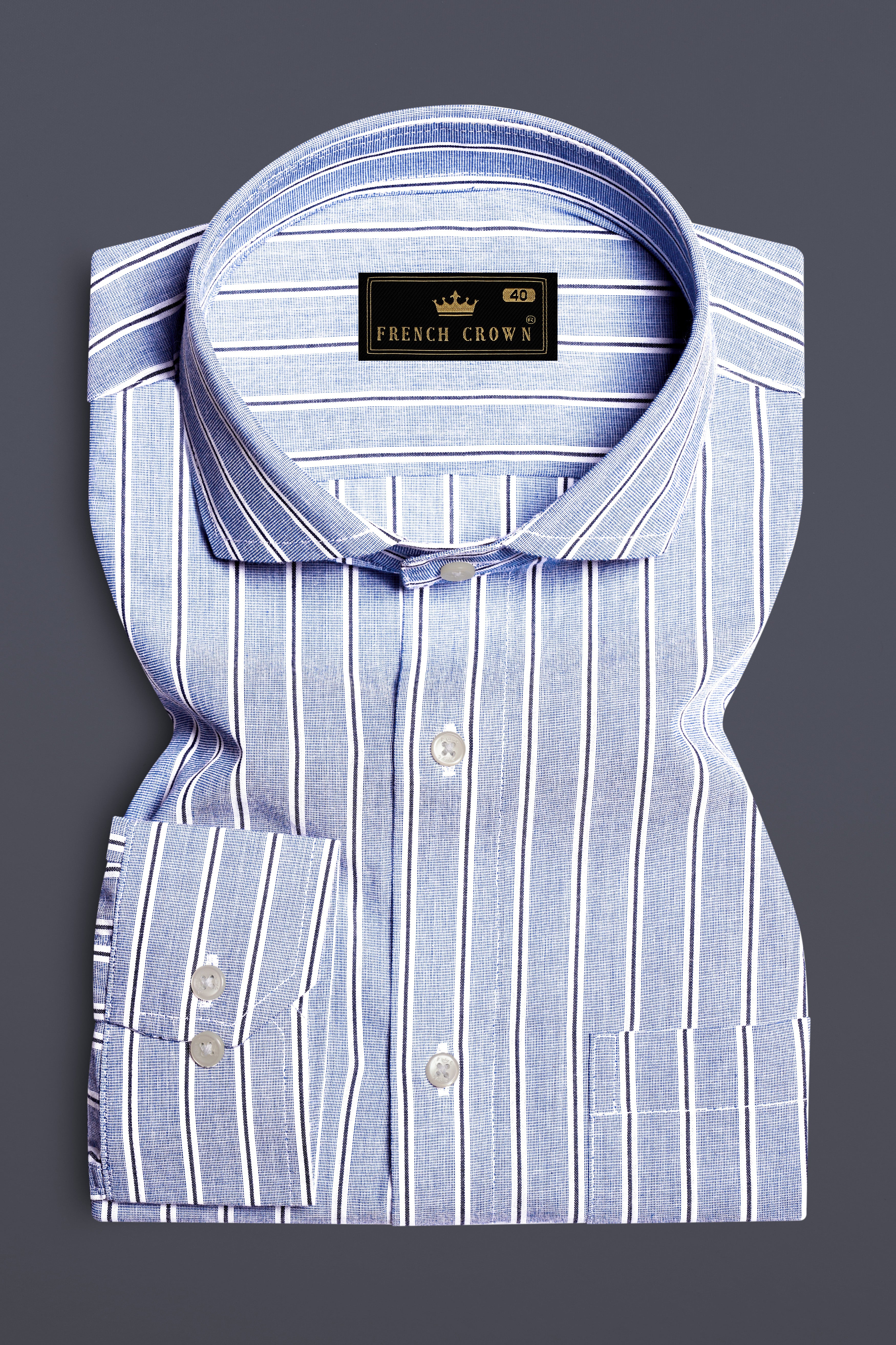 Blue Horizon-Carolina Hairline Formal Stripes Premium Cotton Shirt For Men 16in / 40cm / M / Half / Short Sleeves Blue Horizon-Carolina Hairline Formal Stripes Premium Cotton Shirt For Men 16in / 40cm / M / Half / Short Sleeves