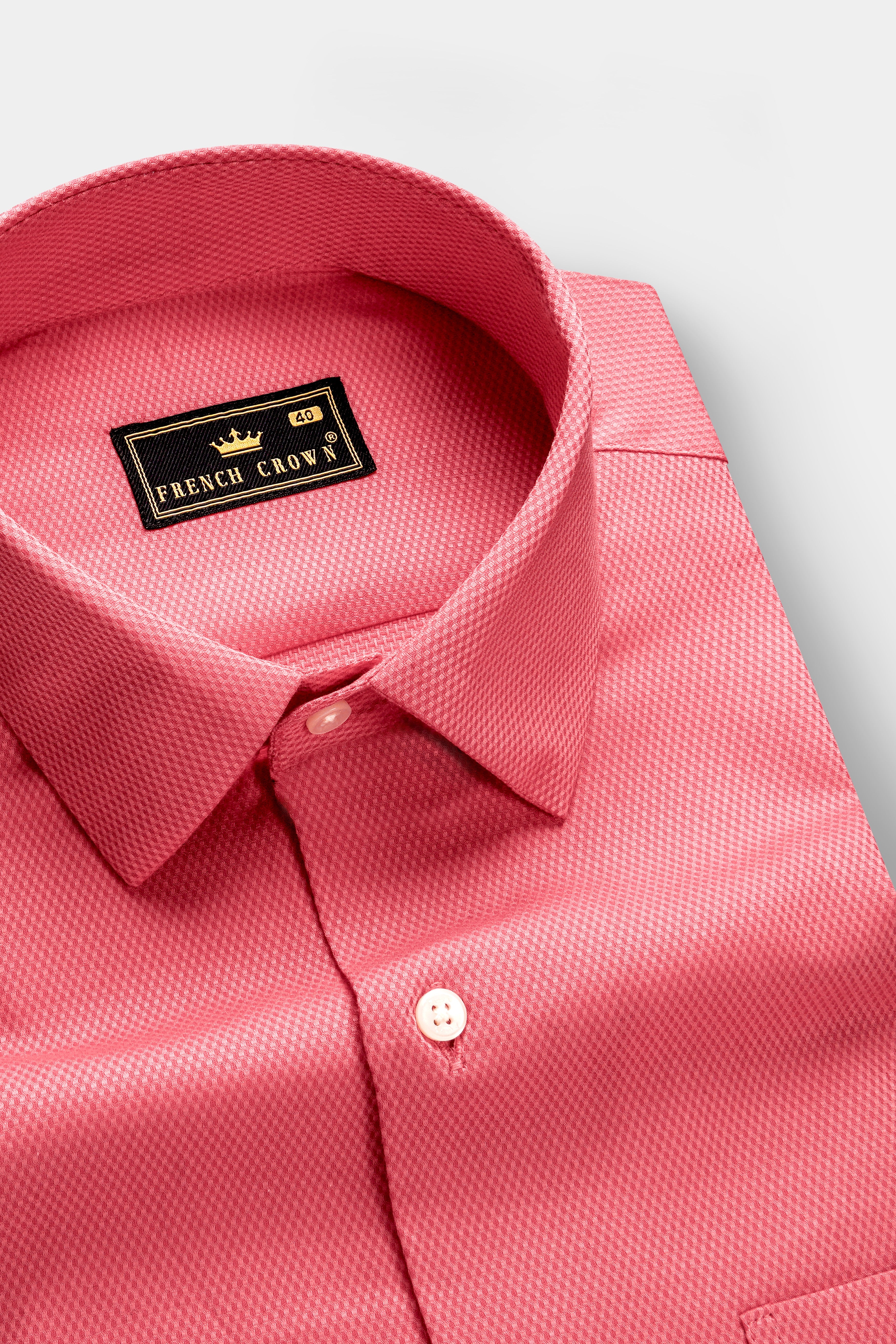 Peony Glow-Froly Pink Dobby Textured Premium Giza Cotton Dress Shirt