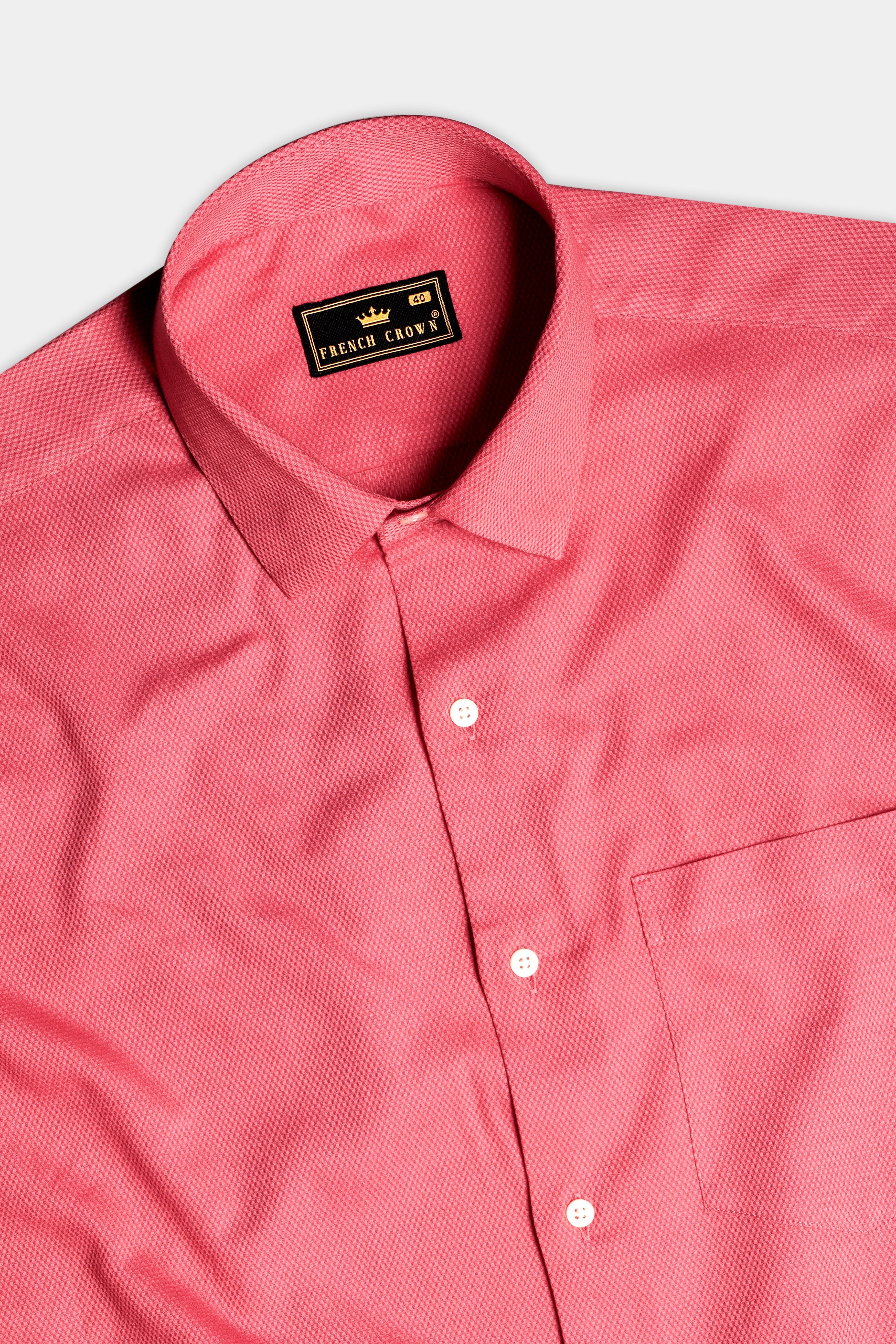 Peony Glow-Froly Pink Dobby Textured Premium Giza Cotton Dress Shirt