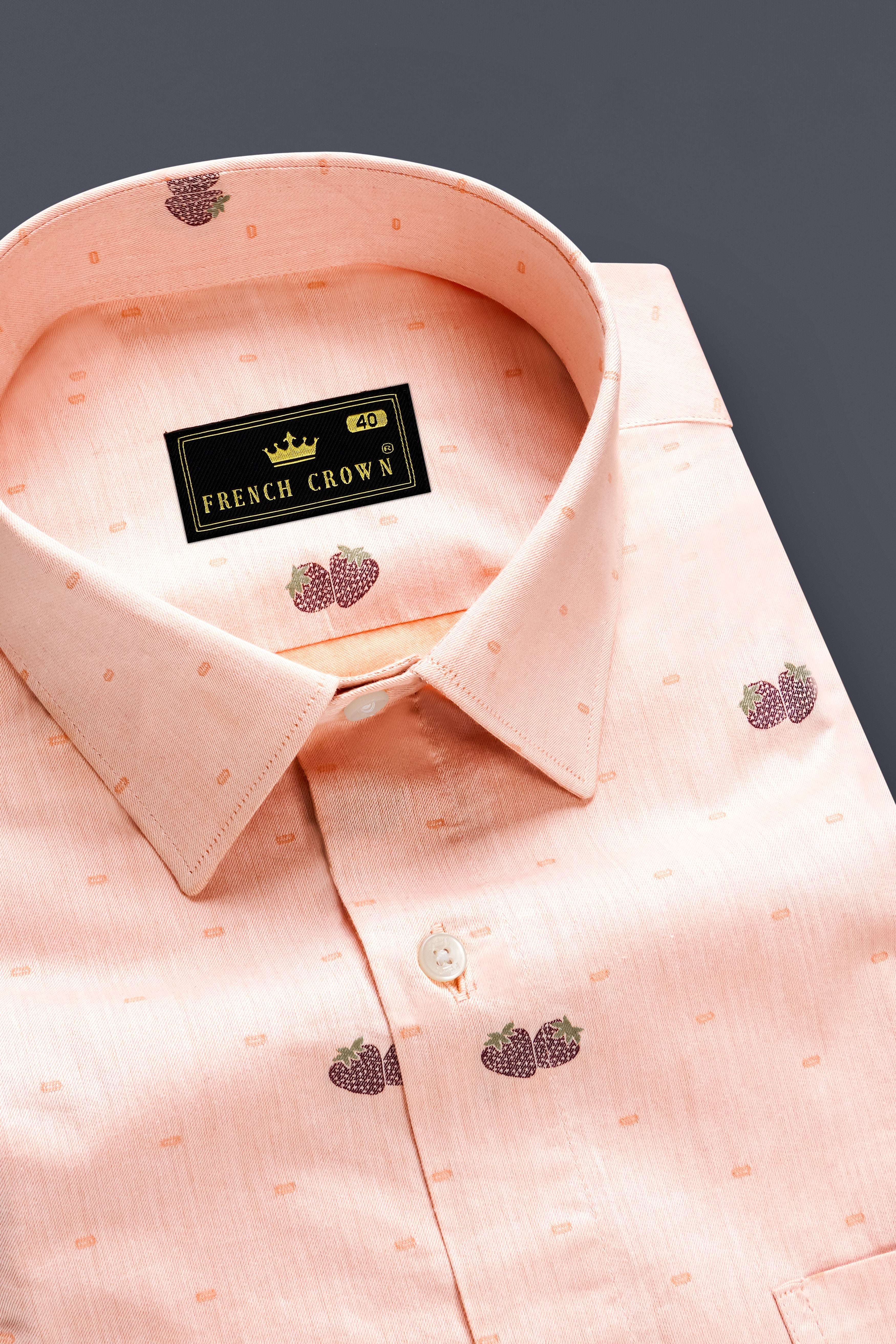 Tropical Harmony-Melon Peach strawberry Butta Jacquard Textured Premium Cotton Dress Shirt