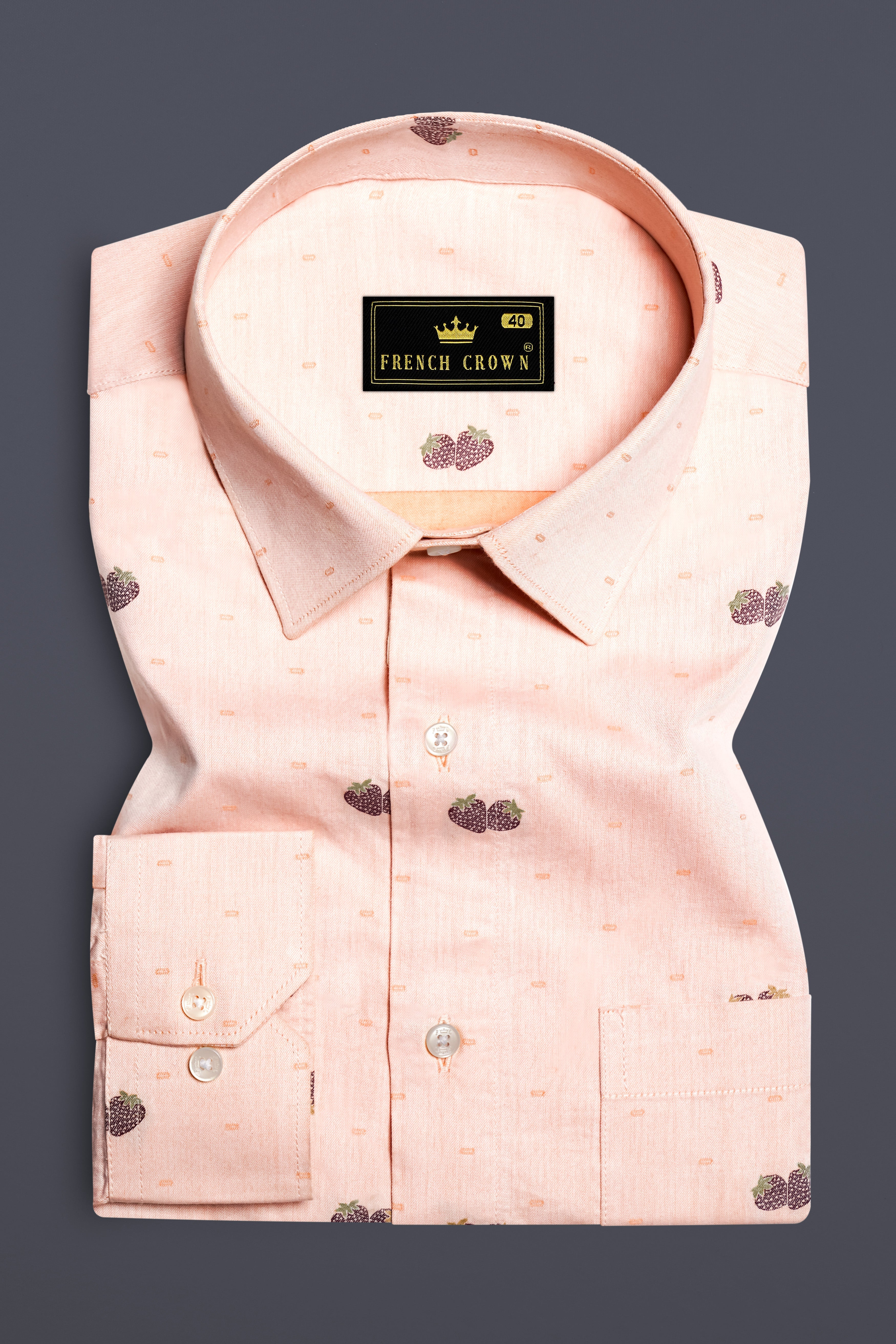 Tropical Harmony-Melon Peach strawberry Butta Jacquard Textured Premium Cotton Dress Shirt