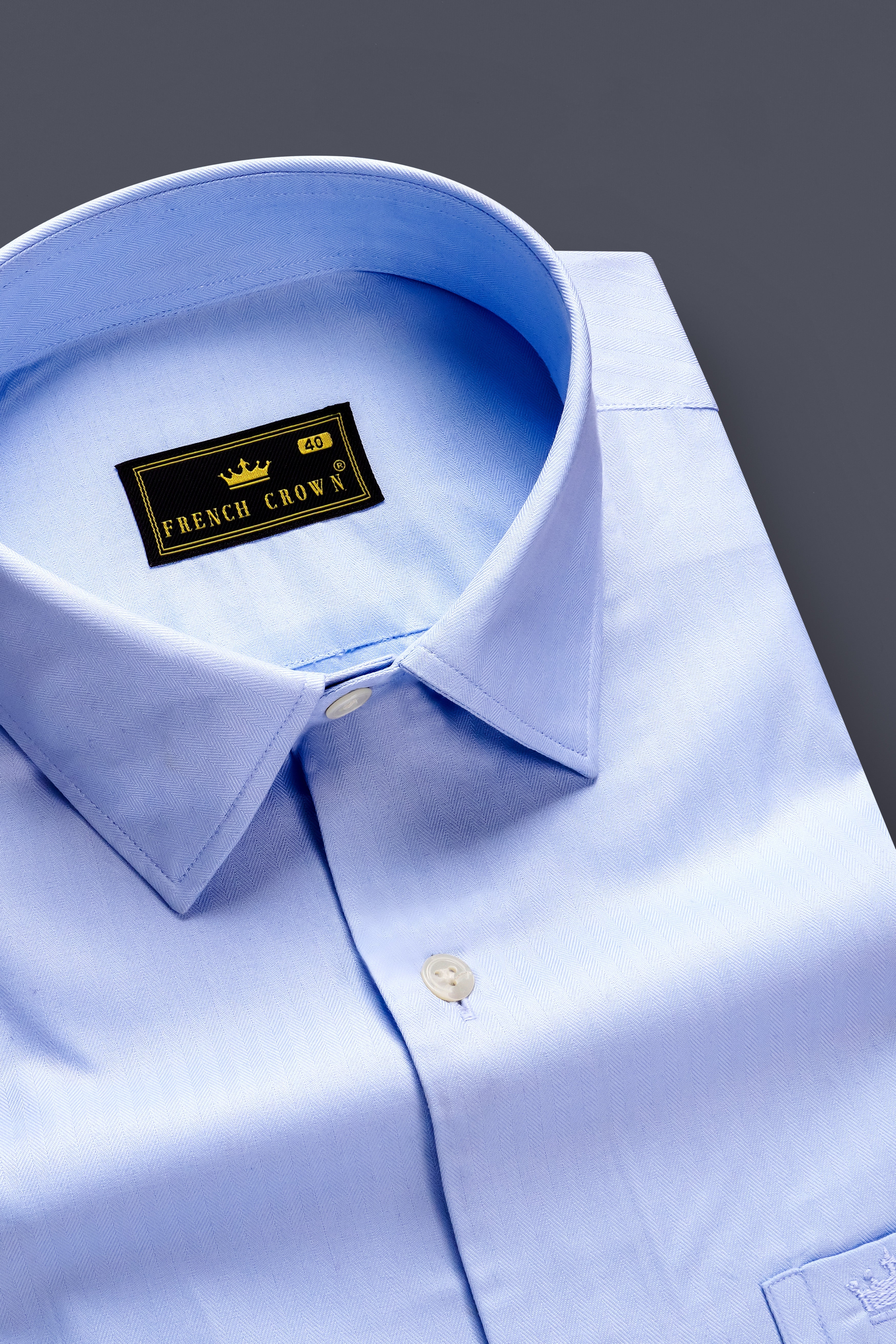 Chalkstone Blue-Pigeon Solid Herringbone Pattern Premium Cotton Shirt