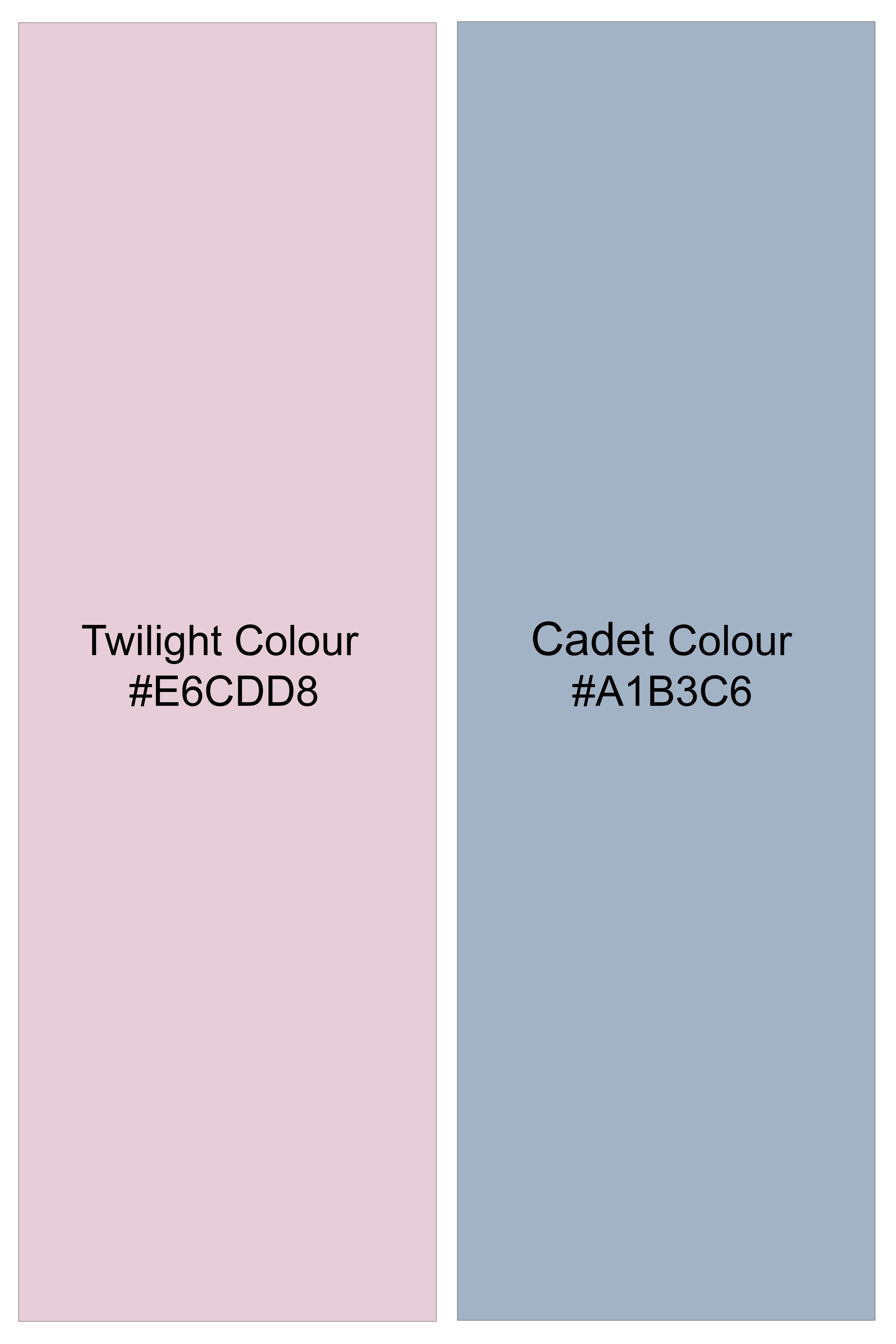 Twilight Pink And Cadet Blue Jacquard Textured Premium Cotton Dress Shirt