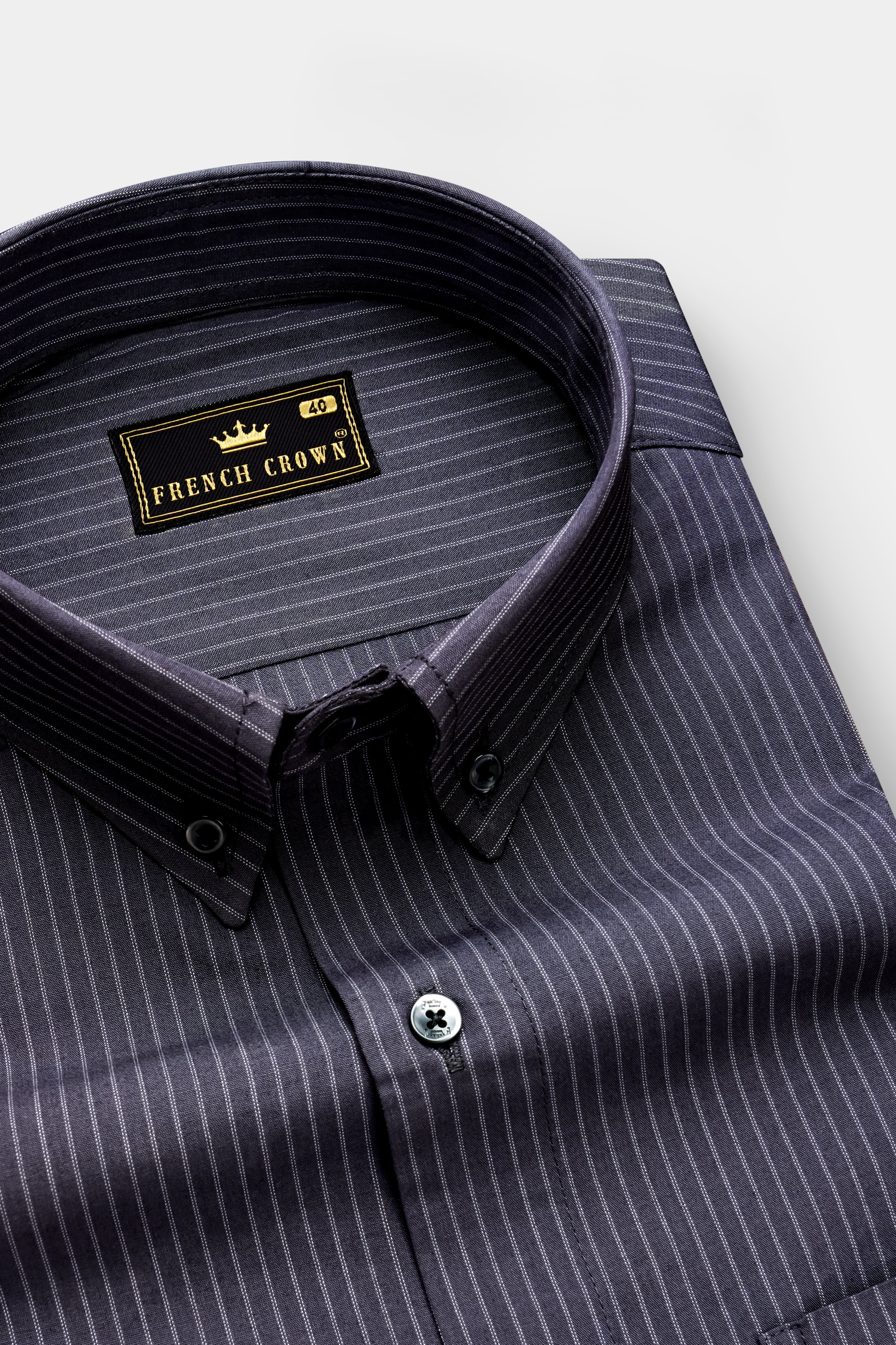 Ashen Echo -Gravel gray Pinstripes Super Soft Premium Cotton Dress Shirt