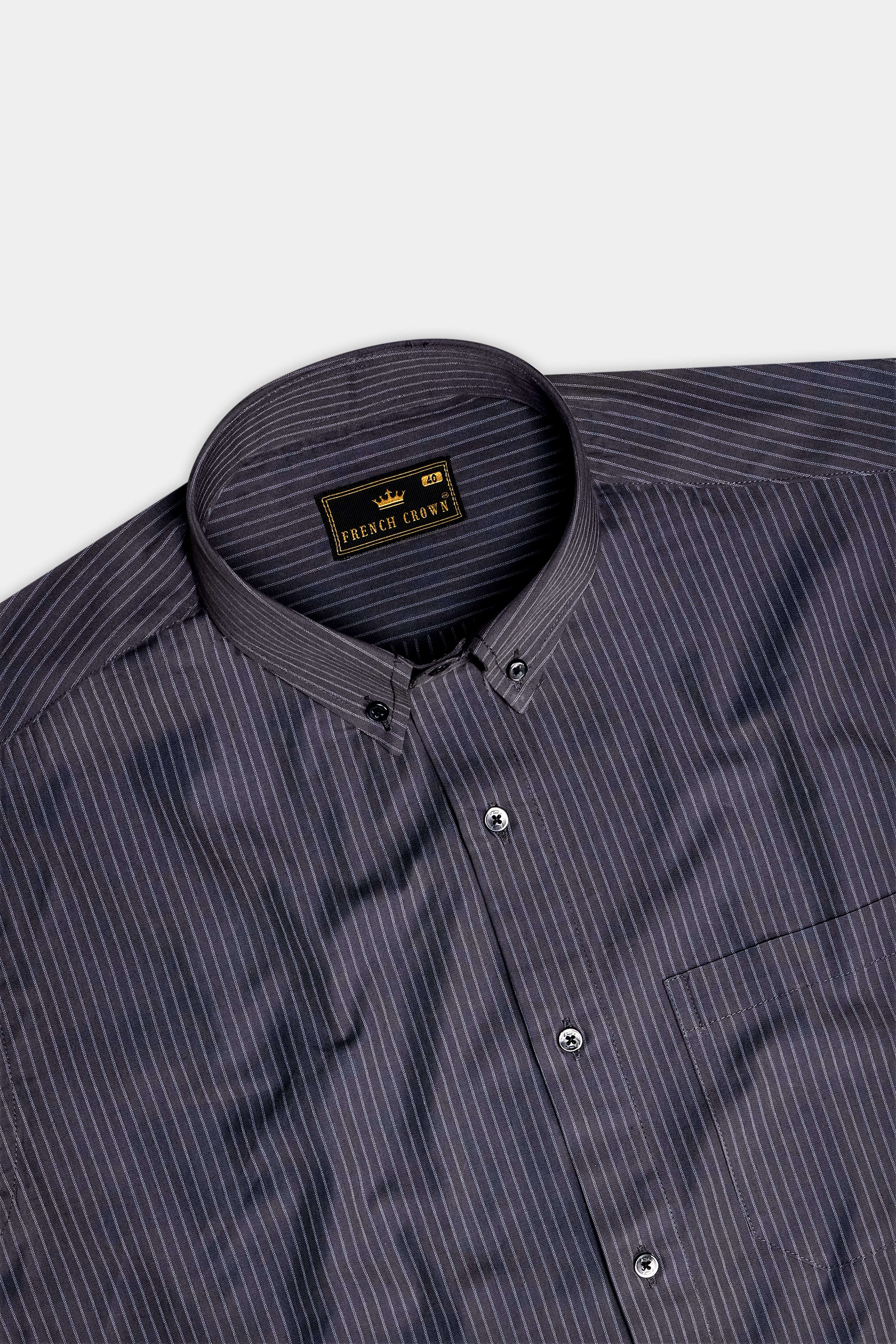 Ashen Echo -Gravel gray Pinstripes Super Soft Premium Cotton Dress Shirt