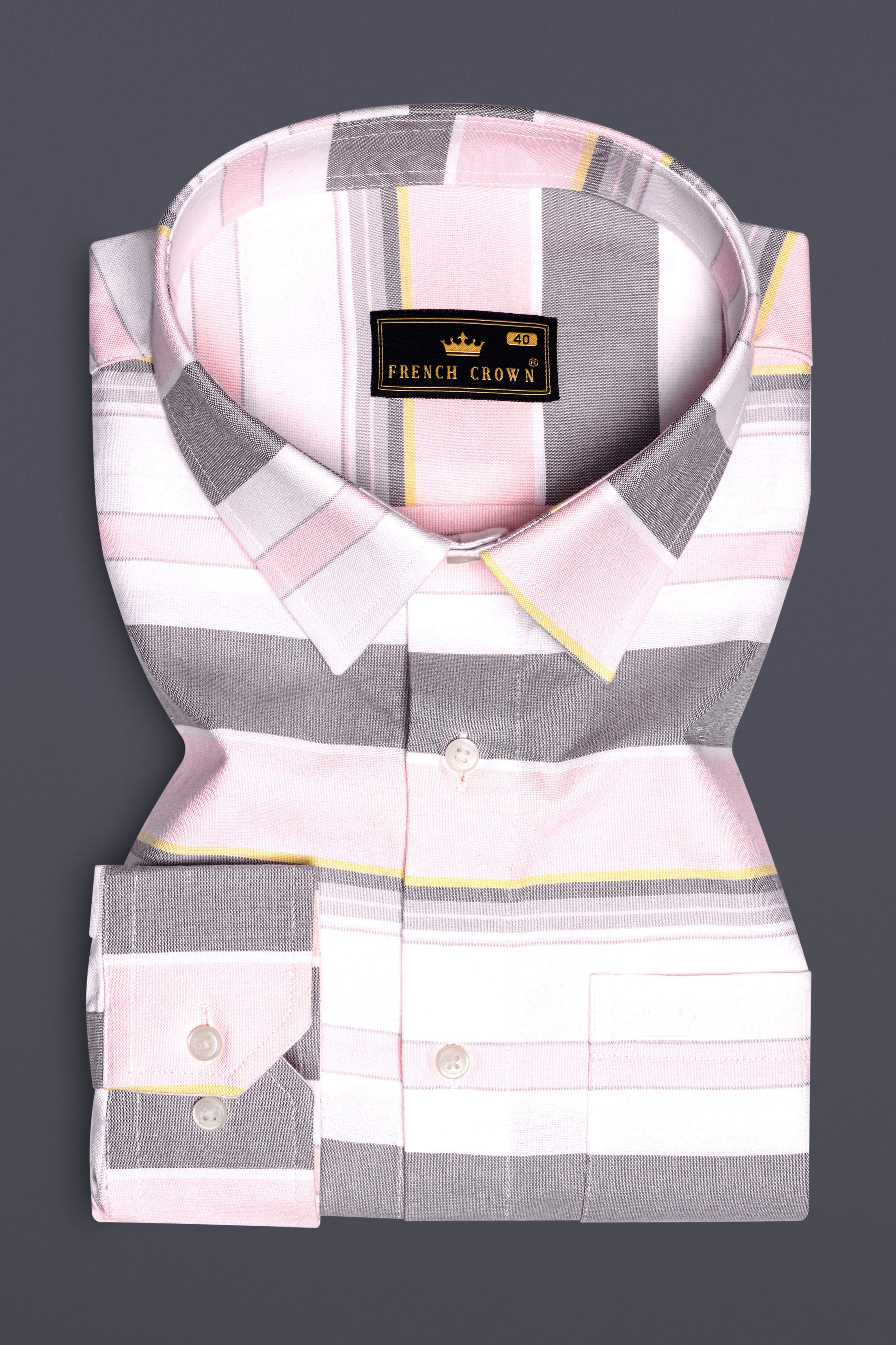 Orchid-Blossom Pink And Martini Purple Horizontal Striped Oxford Premium Cotton Casual Shirt