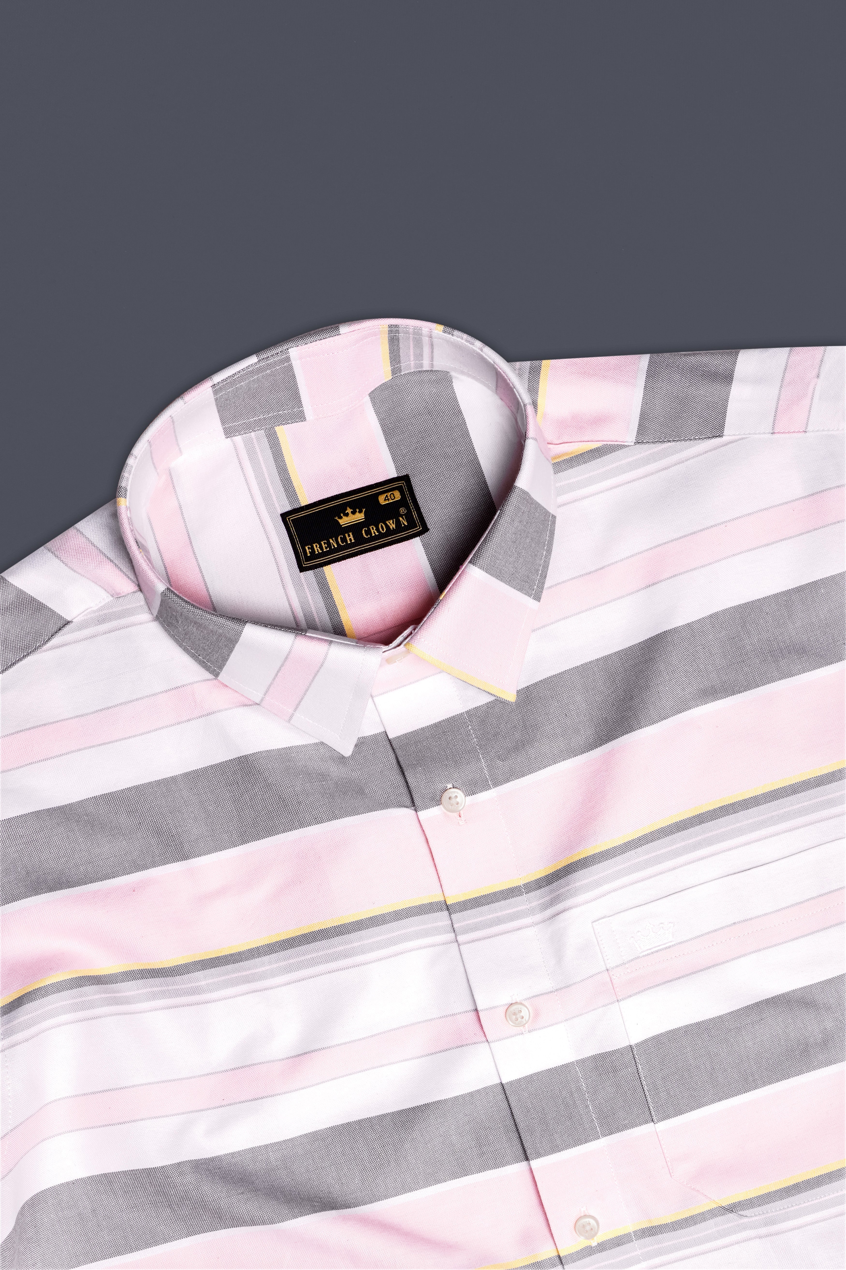 Orchid-Blossom Pink And Martini Purple Horizontal Striped Oxford Premium Cotton Casual Shirt