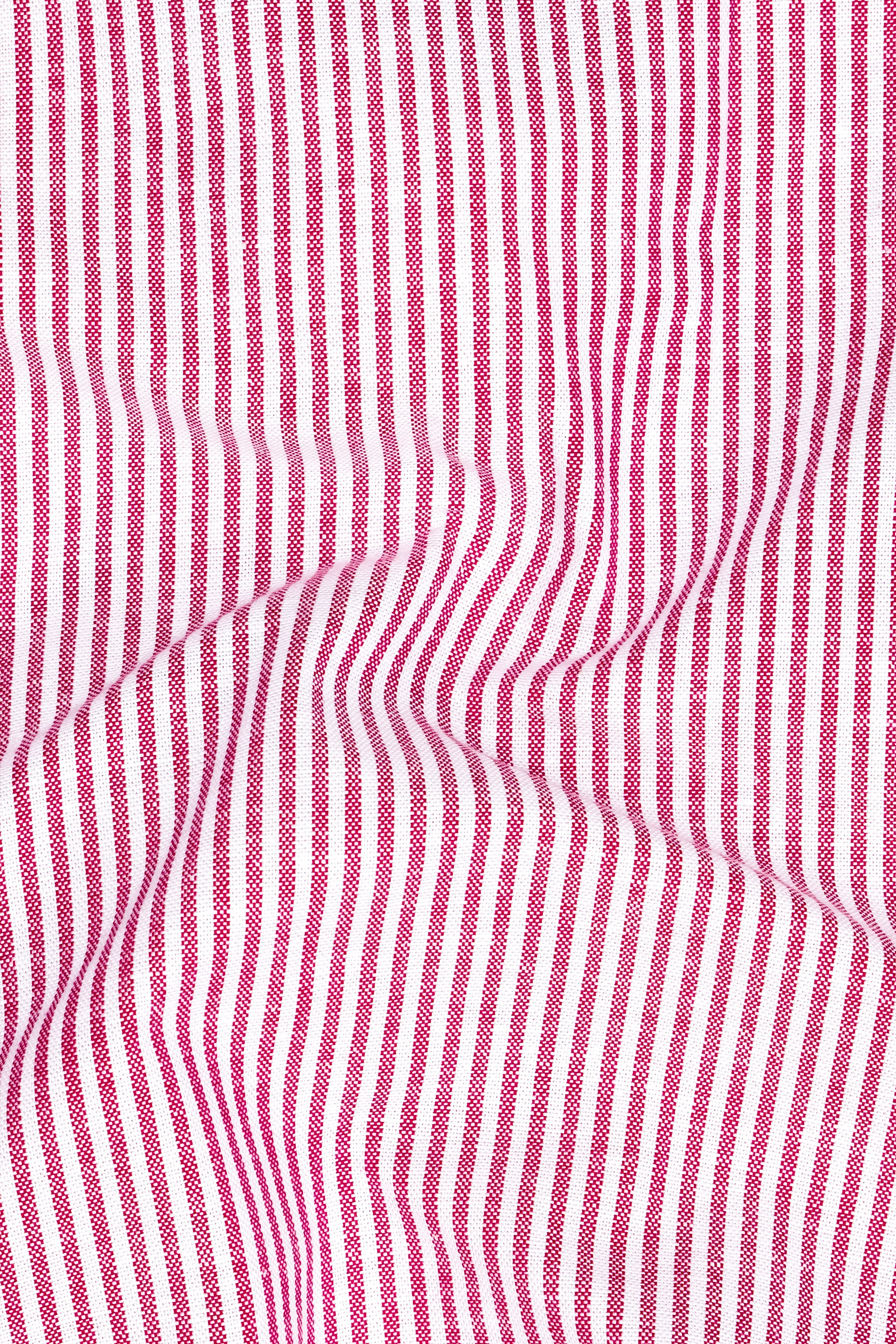 Crimson-Cranberry Pink And Bright White Candy Striped Oxford Premium Cotton Casual Shirt