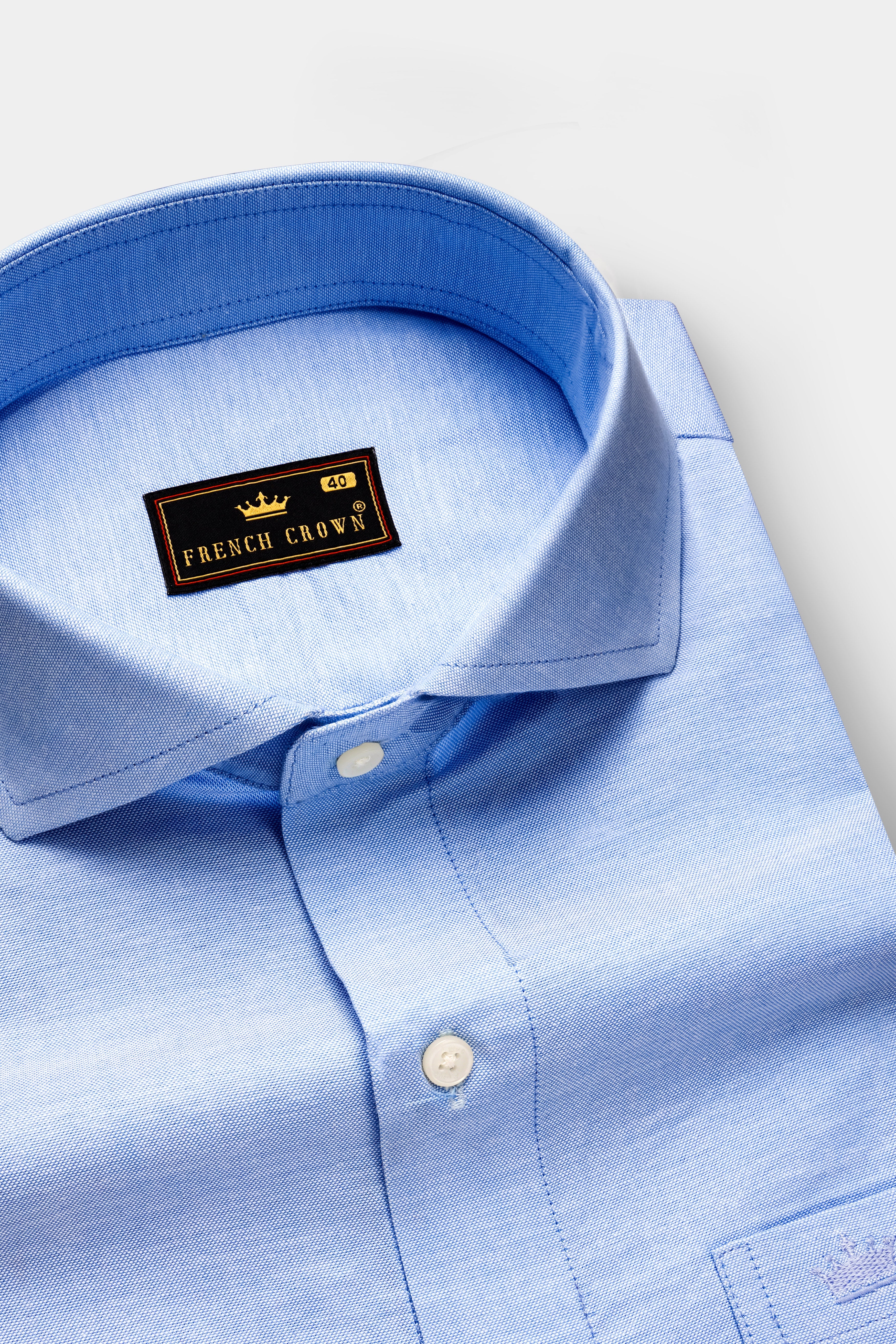 Horizon-Spindle Blue Solid Oxford Premium Cotton Dress Shirt