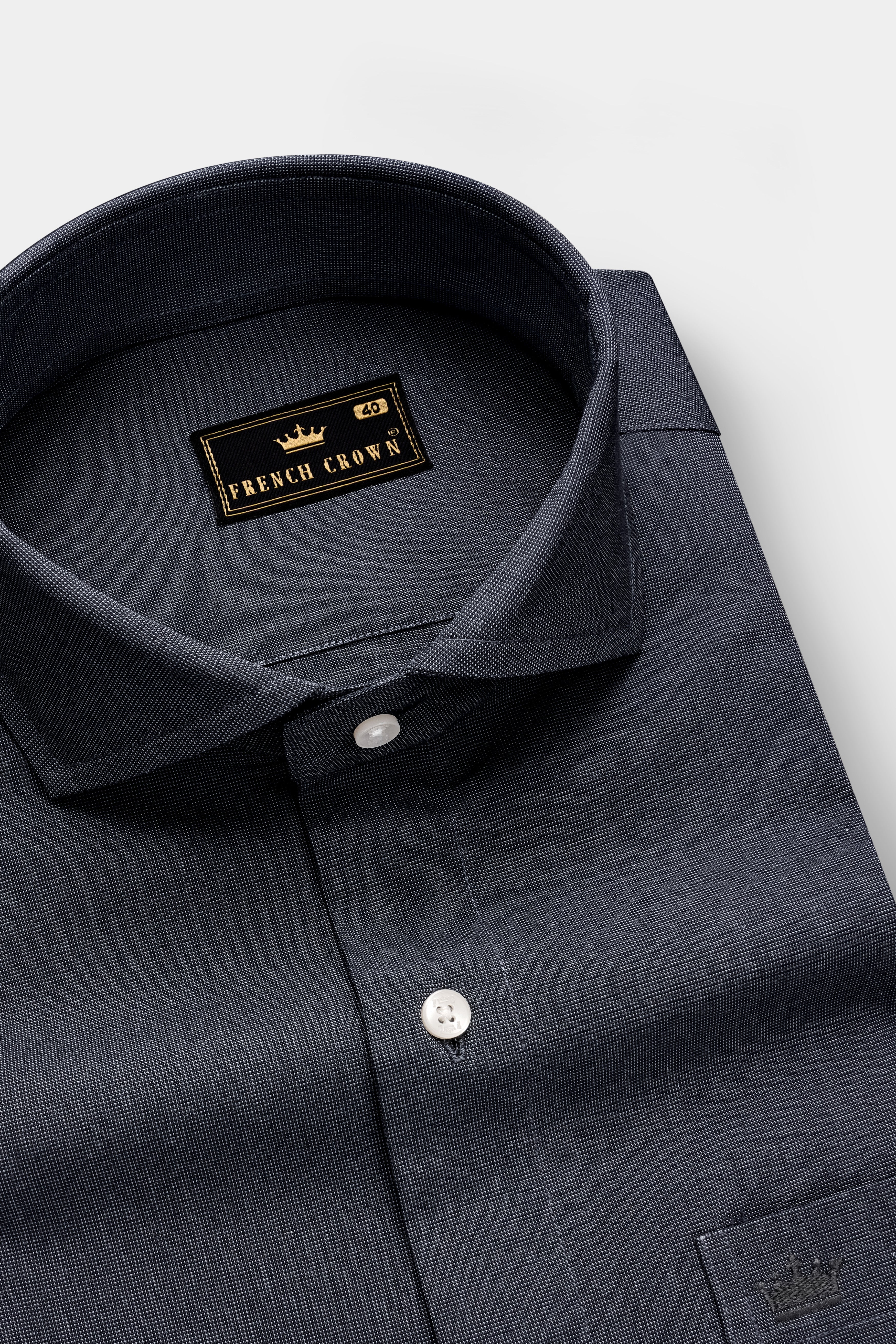 Charcoal Gray Solid Oxford Premium Cotton Dress Shirt