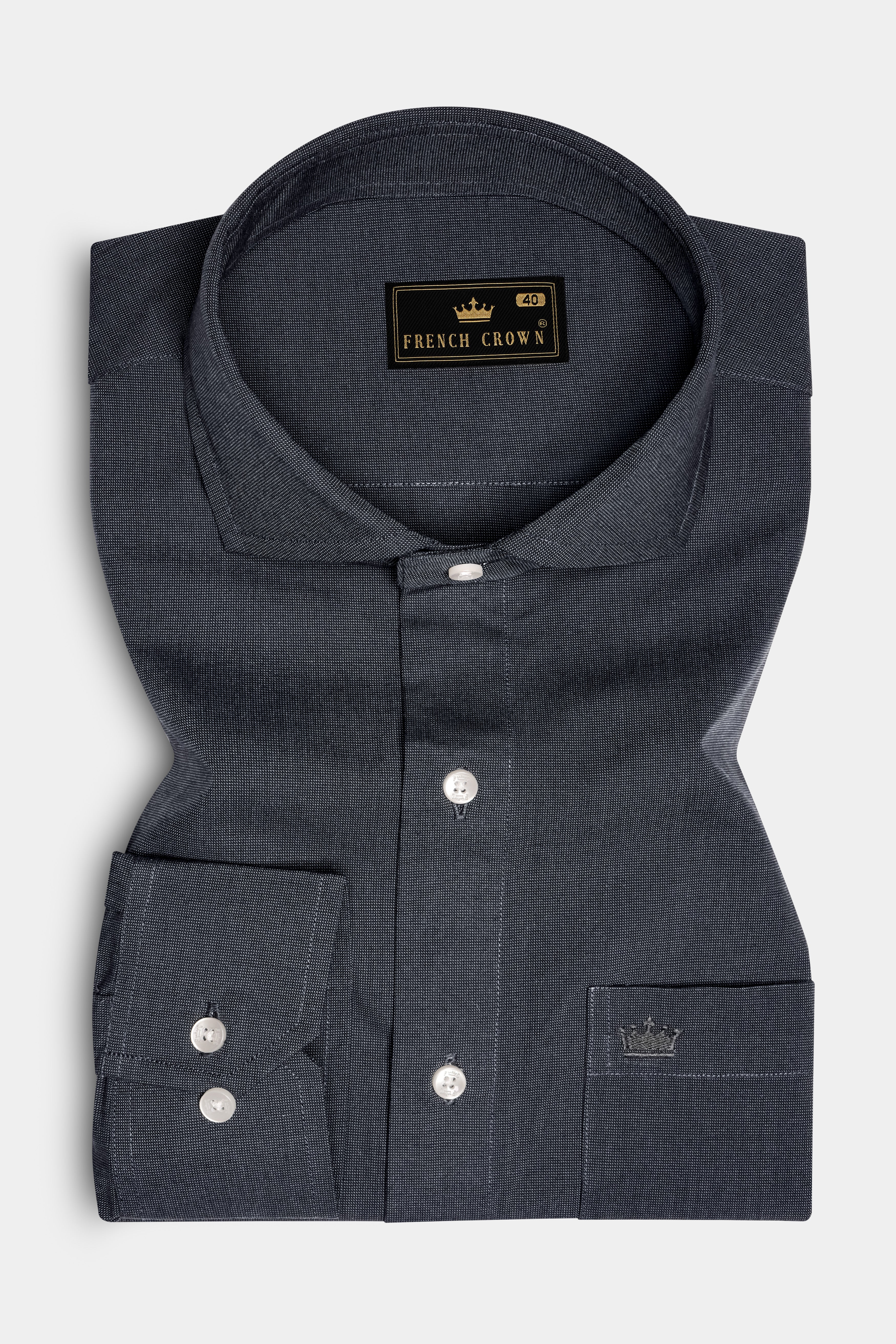 Charcoal Gray Solid Oxford Premium Cotton Dress Shirt