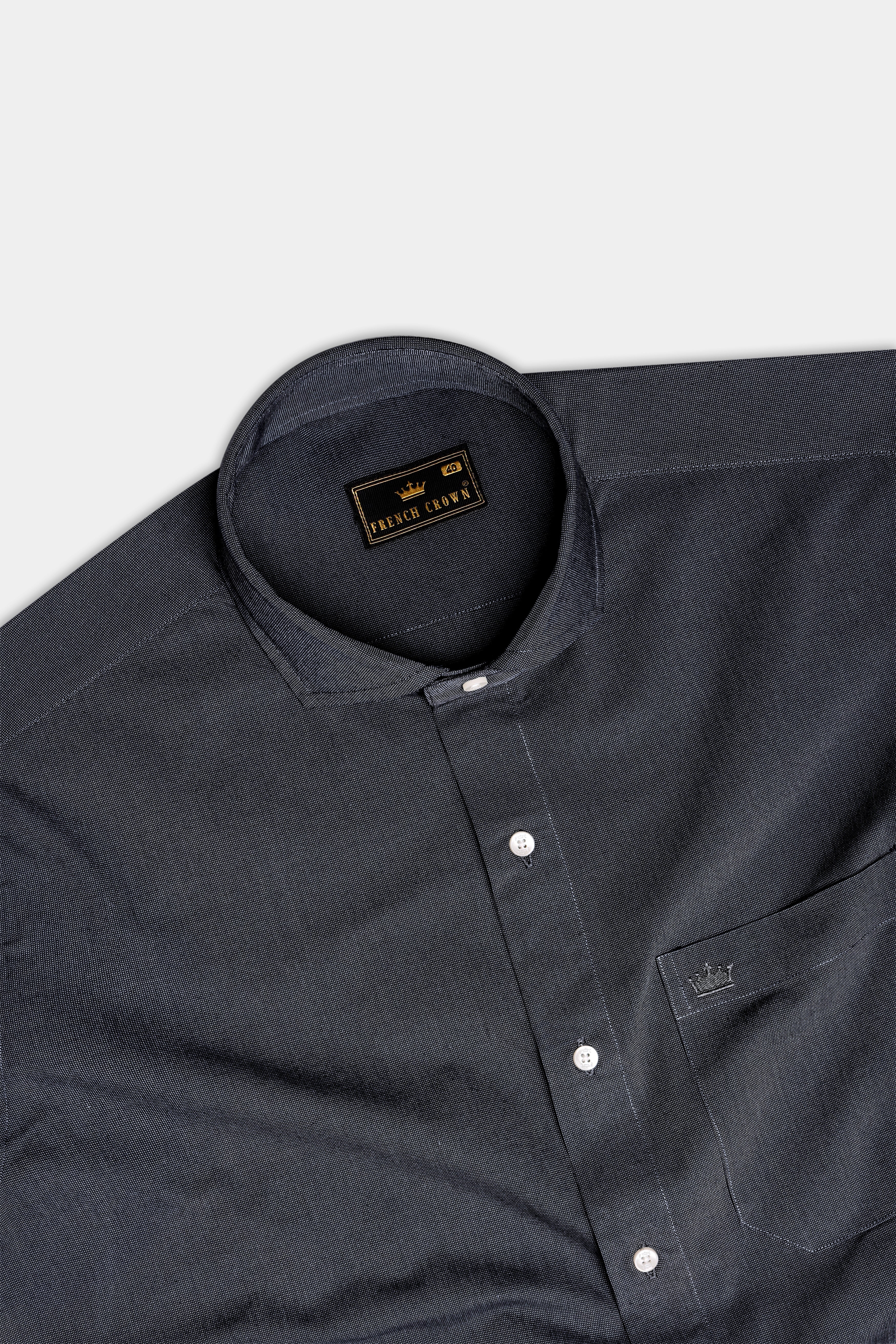 Charcoal Gray Solid Oxford Premium Cotton Dress Shirt