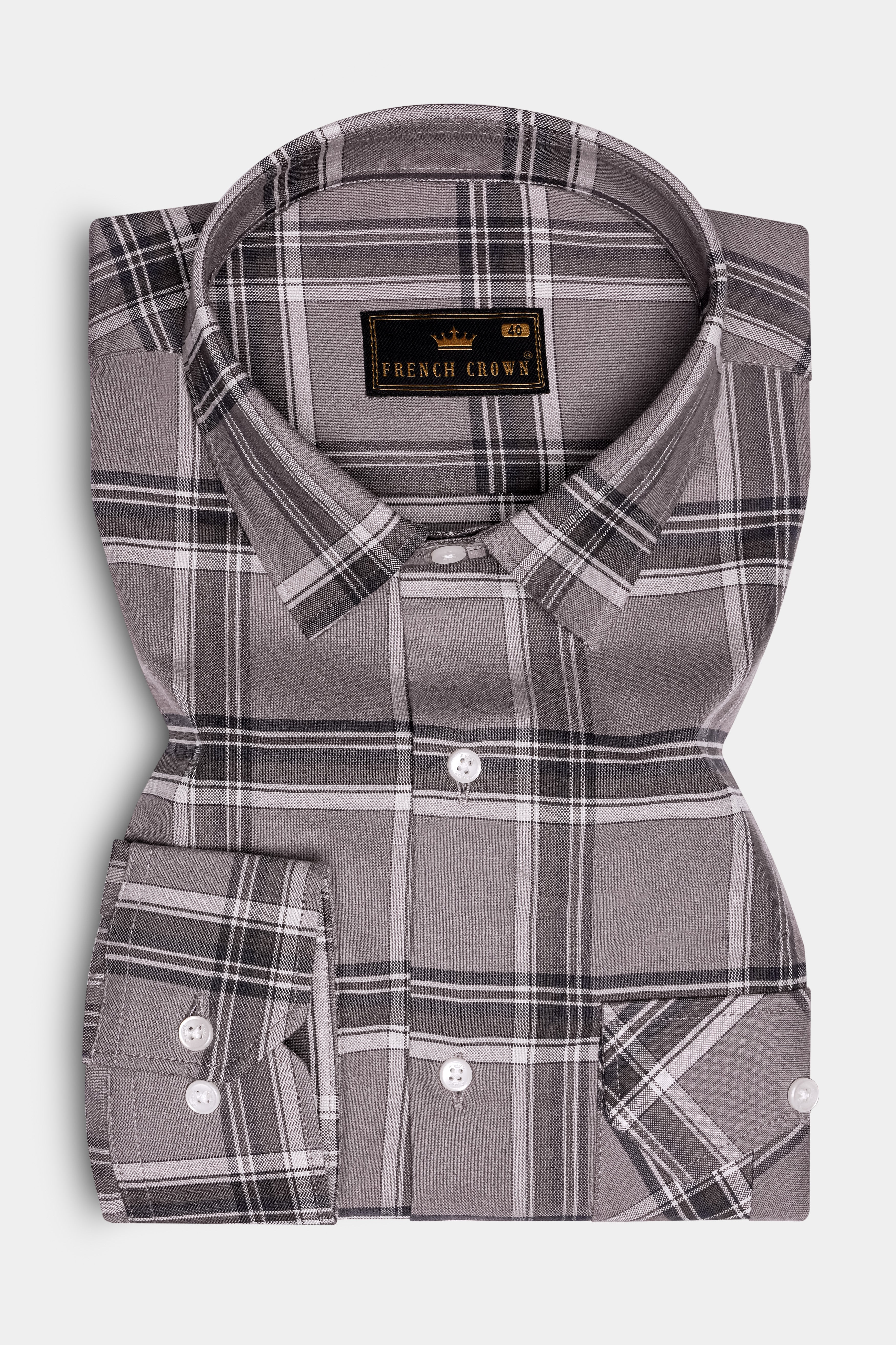 Scorpion Gray Plaid Oxford Premium Cotton Designer Overshirt/shacket