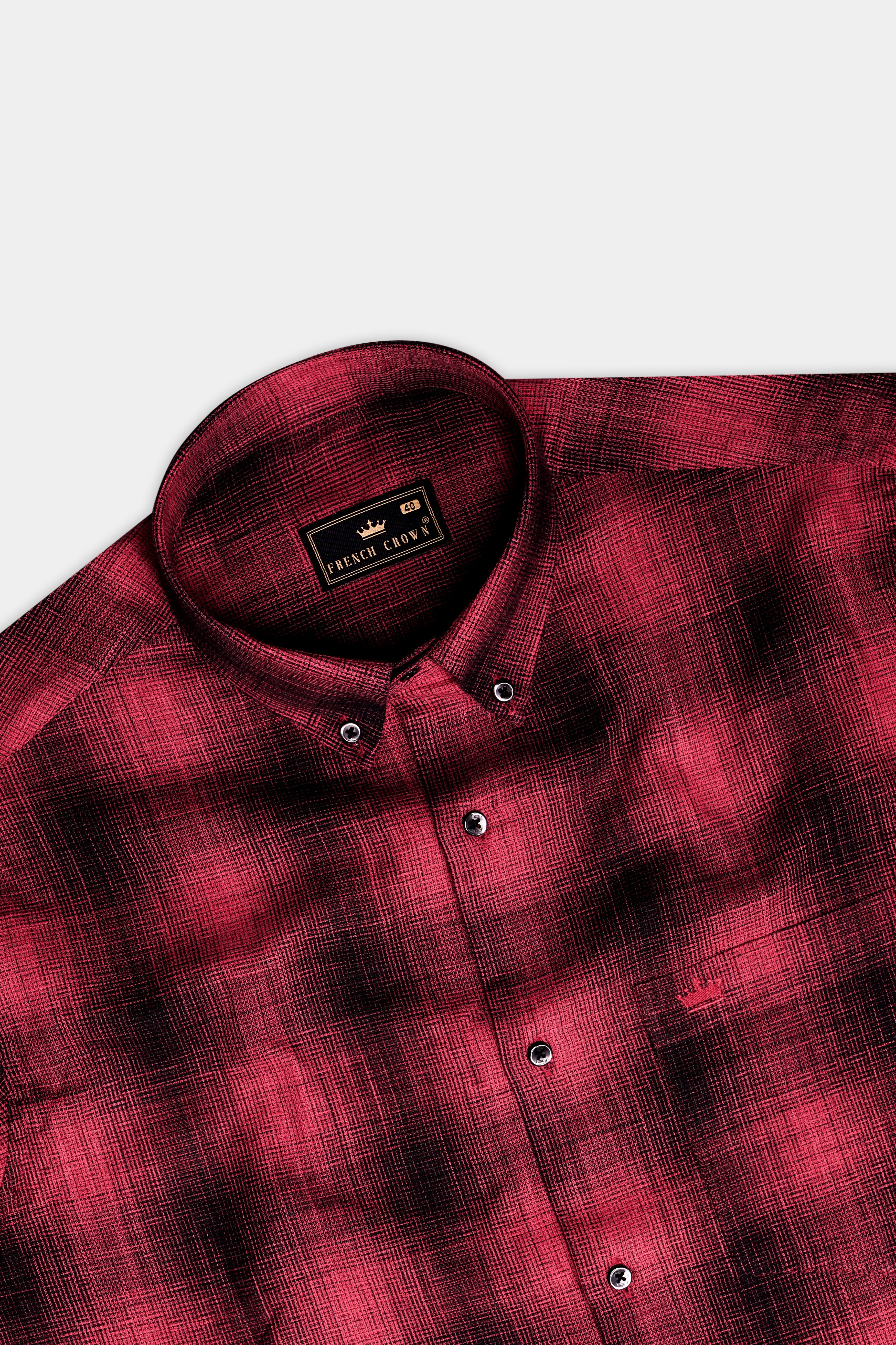 Crimson-Stiletton Red And Jade Black Plaid Oxford Premium Cotton Casual Shirt