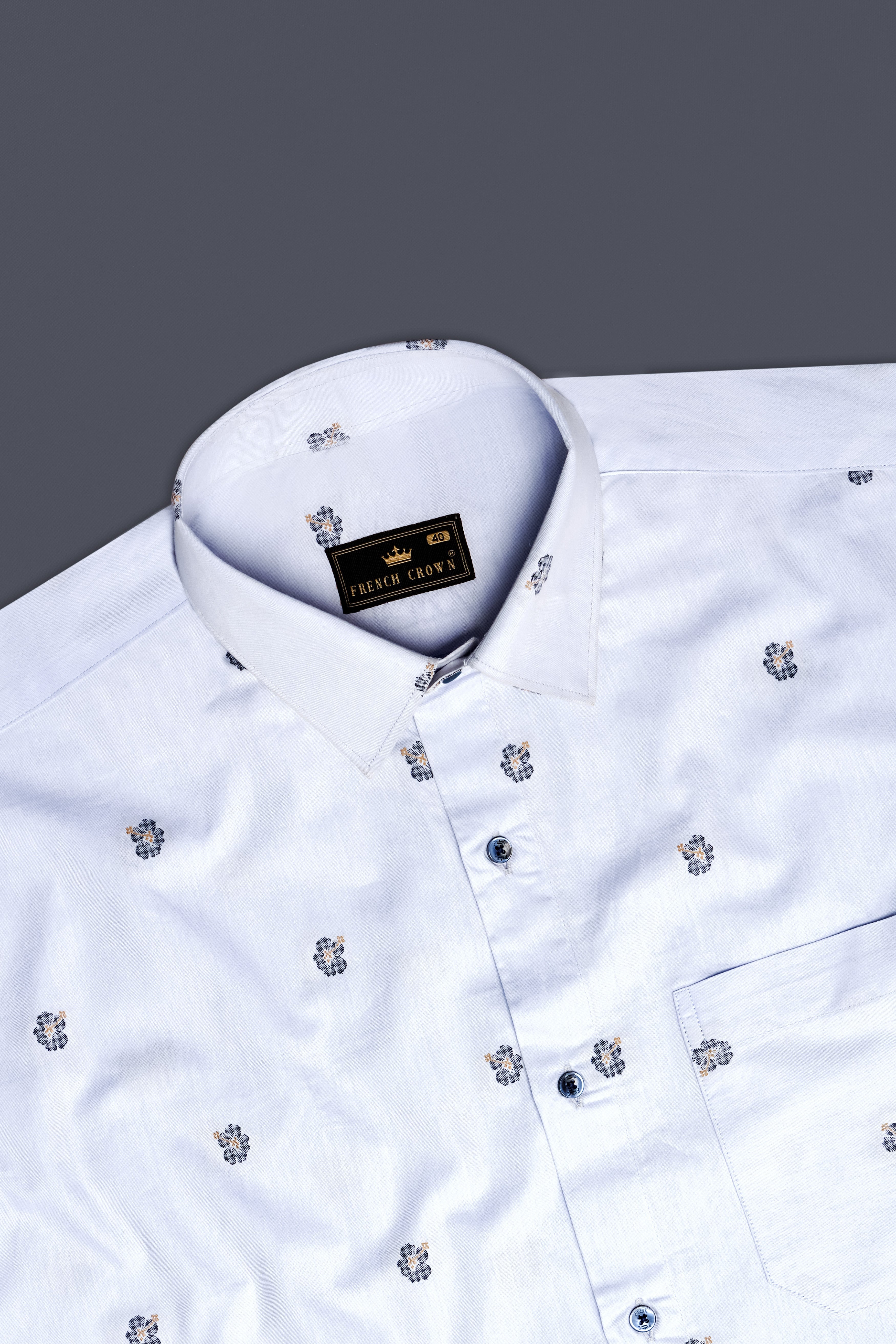 Snuff Blue Jacquard Butta Textured Premium Giza Cotton Dress Shirt