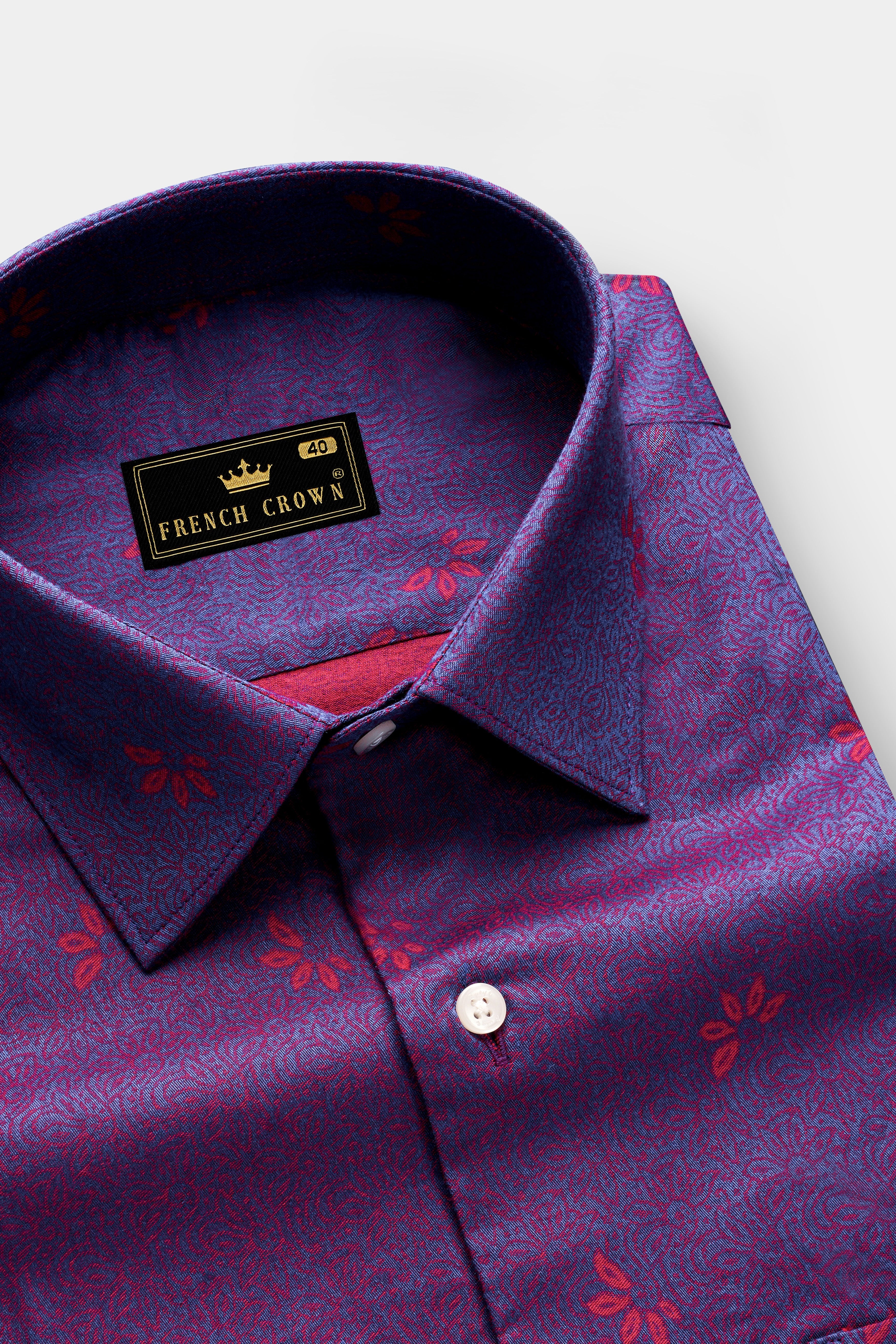 Royal Orchid-Violet Purple Jacquard Textured Premium Giza Cotton Dress Shirt