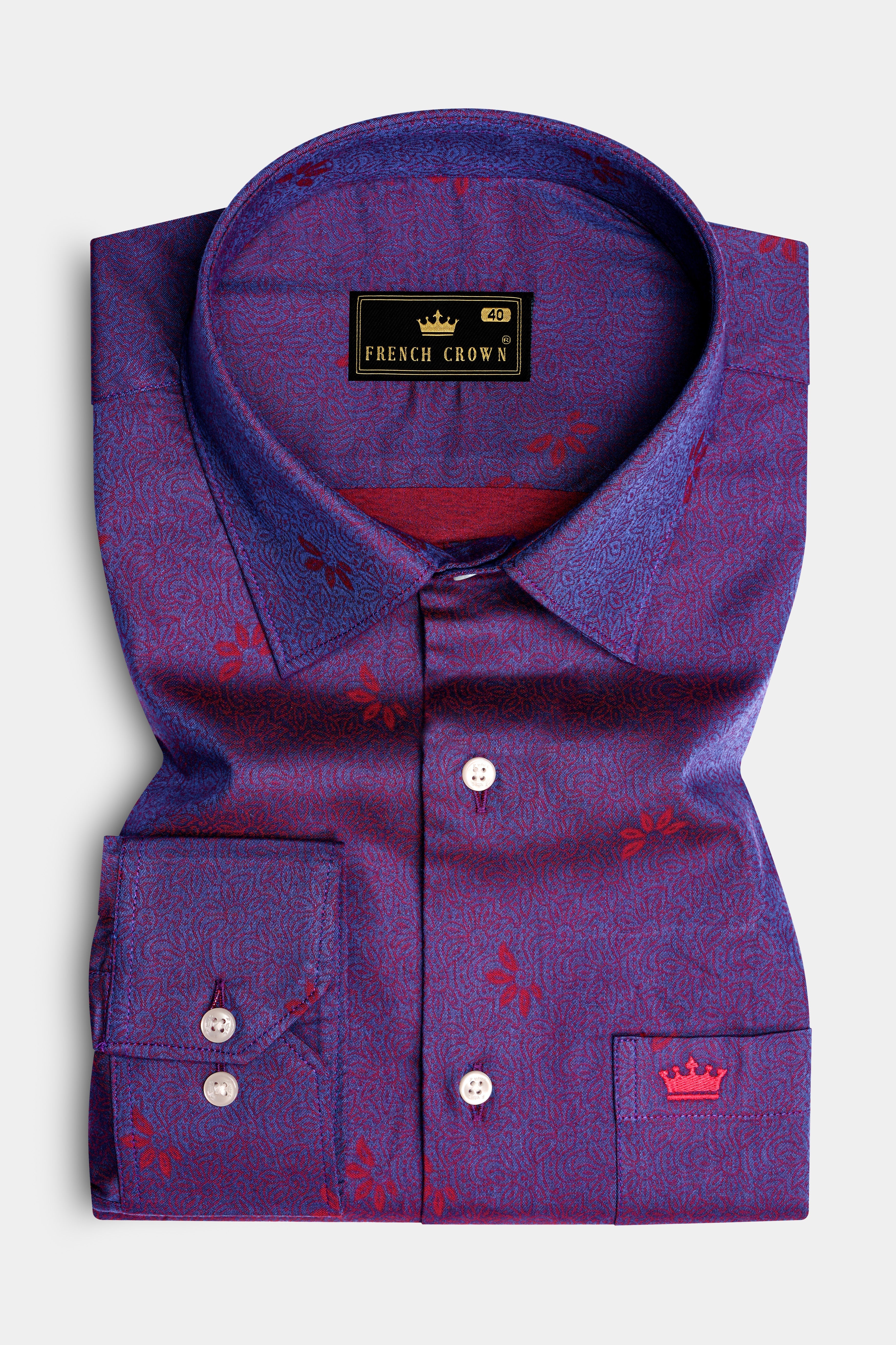 Royal Orchid-Violet Purple Jacquard Textured Premium Giza Cotton Dress Shirt