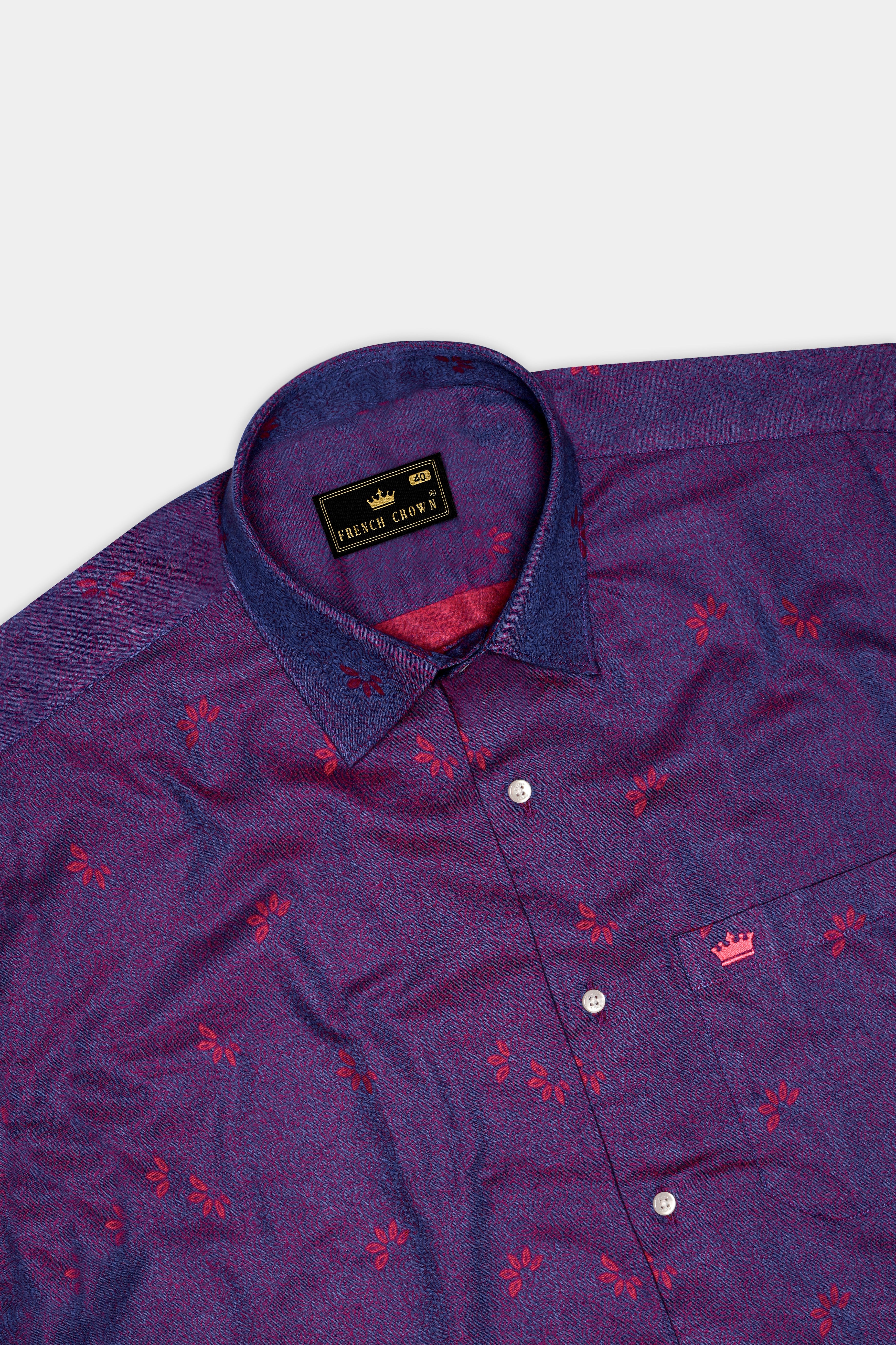 Royal Orchid-Violet Purple Jacquard Textured Premium Giza Cotton Dress Shirt