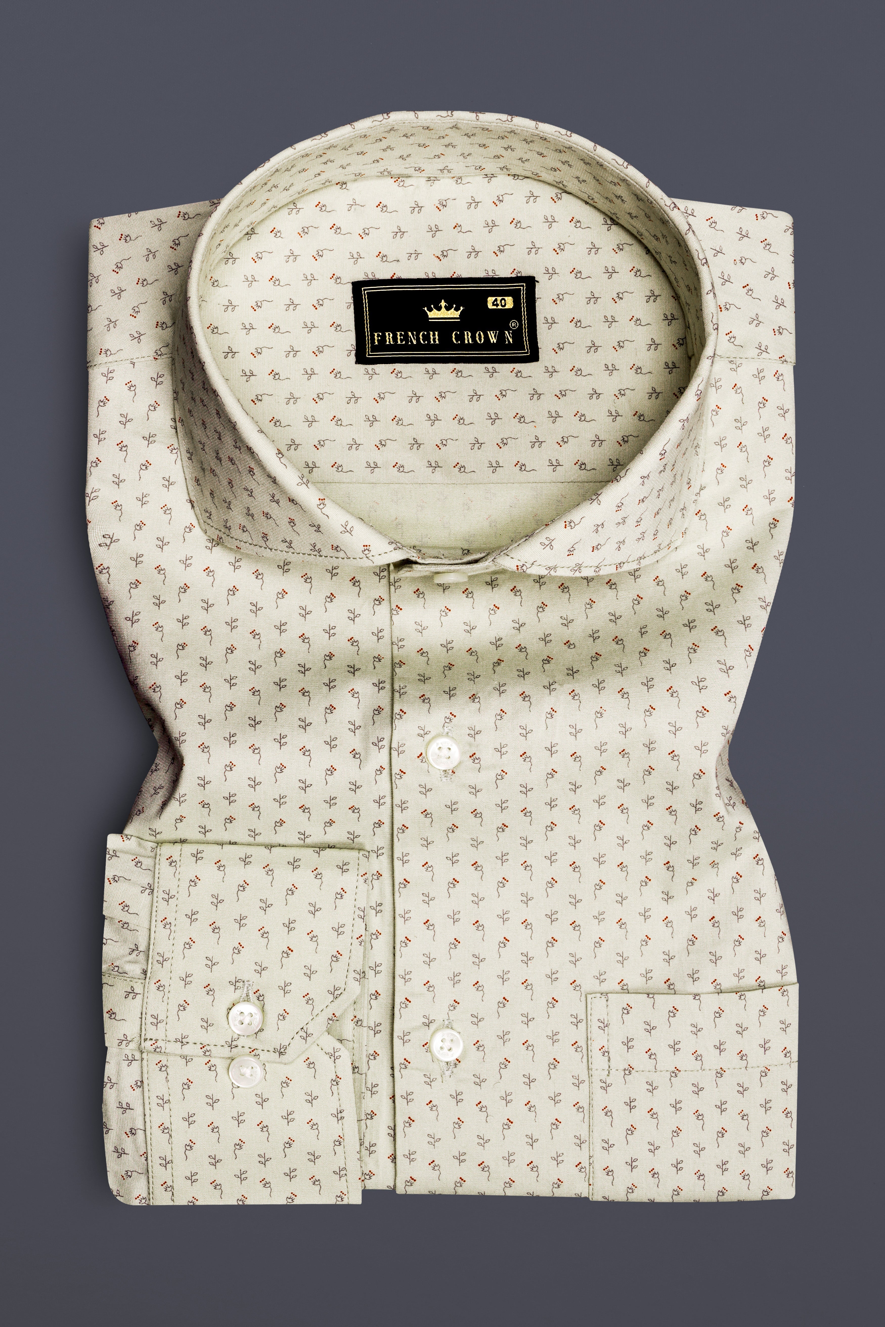 Ginger Glow-Coriander Cream Printed Super Soft Premium Cotton Dress Shirt