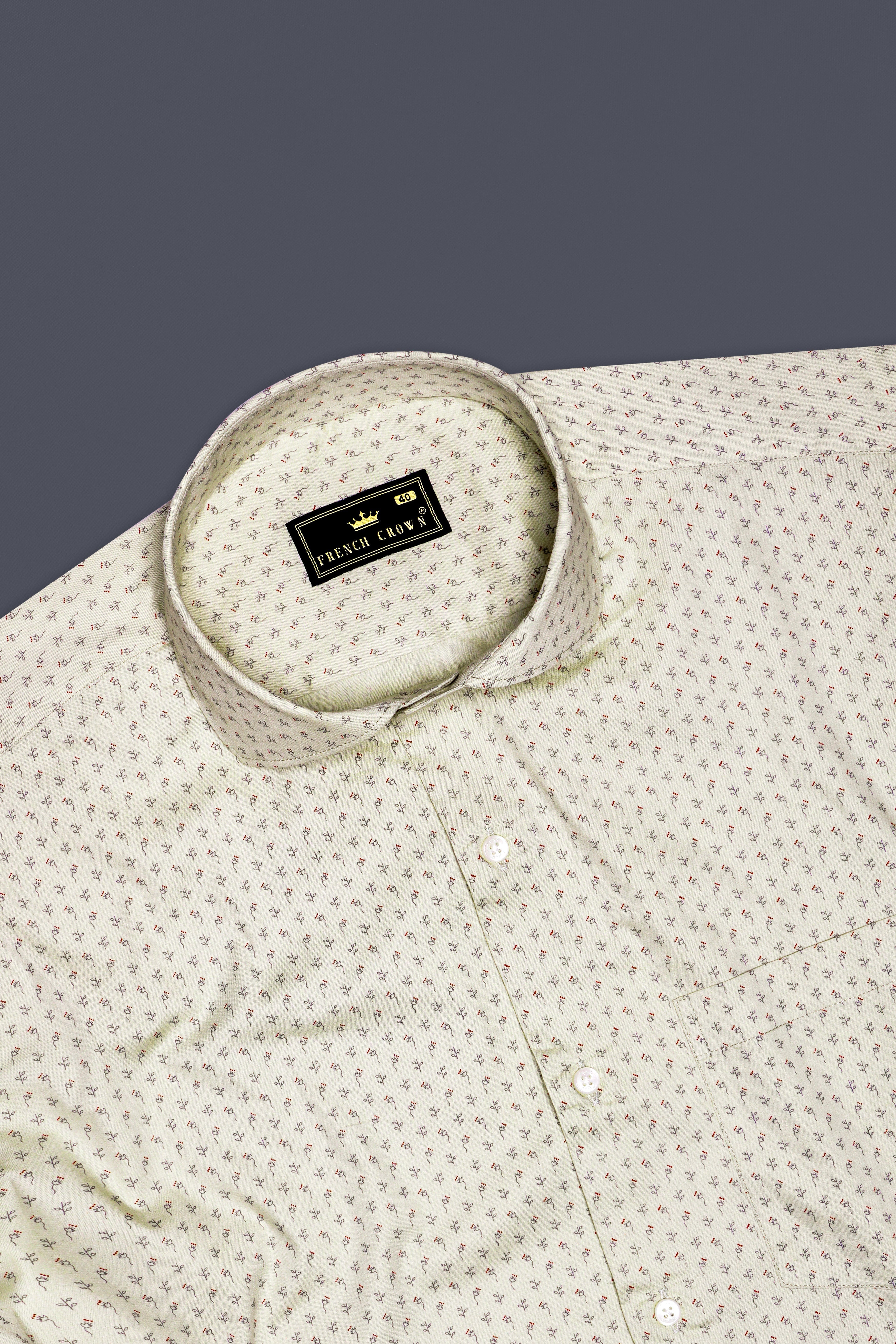 Ginger Glow-Coriander Cream Printed Super Soft Premium Cotton Dress Shirt