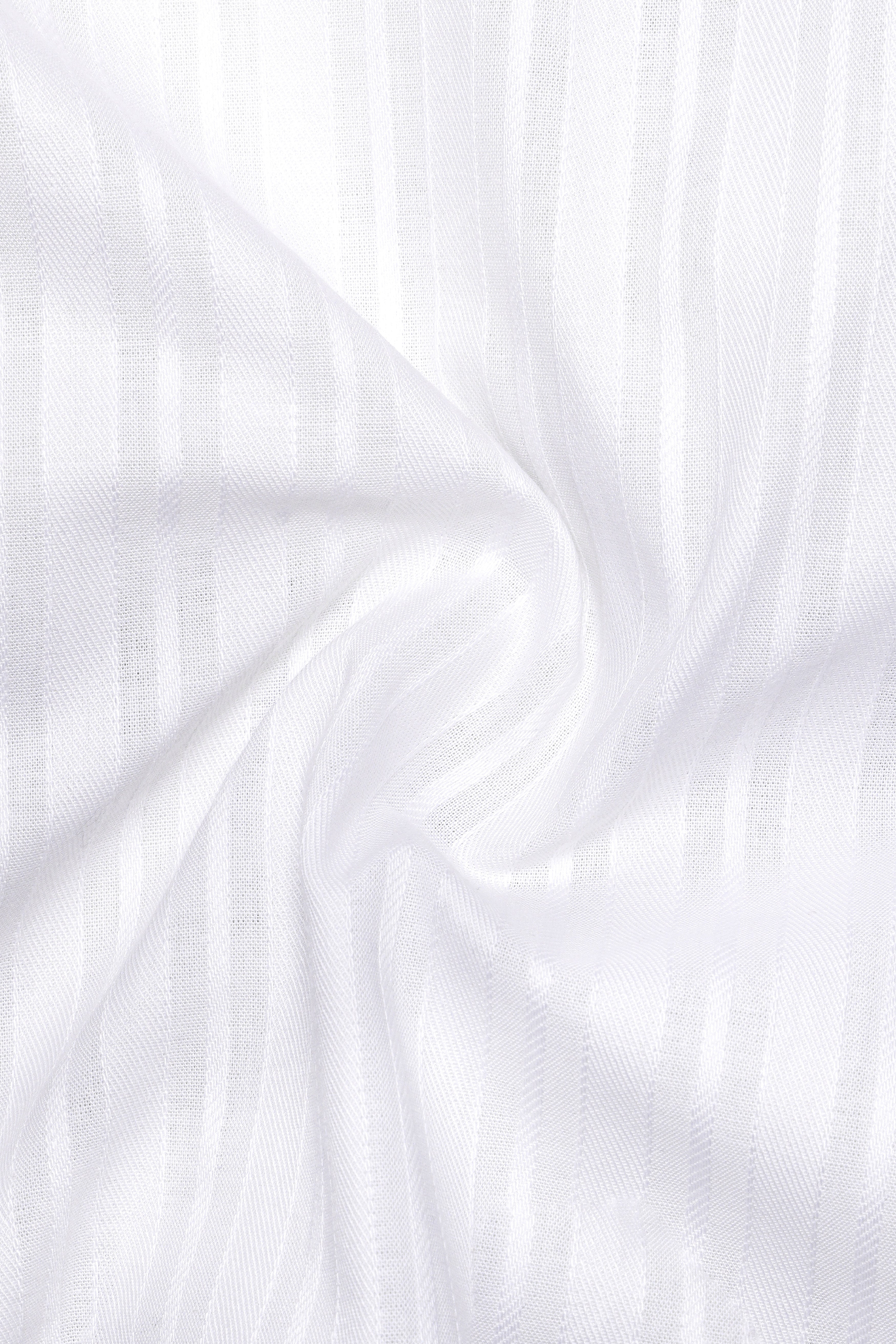 Snowline-Bright White Striped Dobby Textured Premium Giza Cotton Dress Shirt