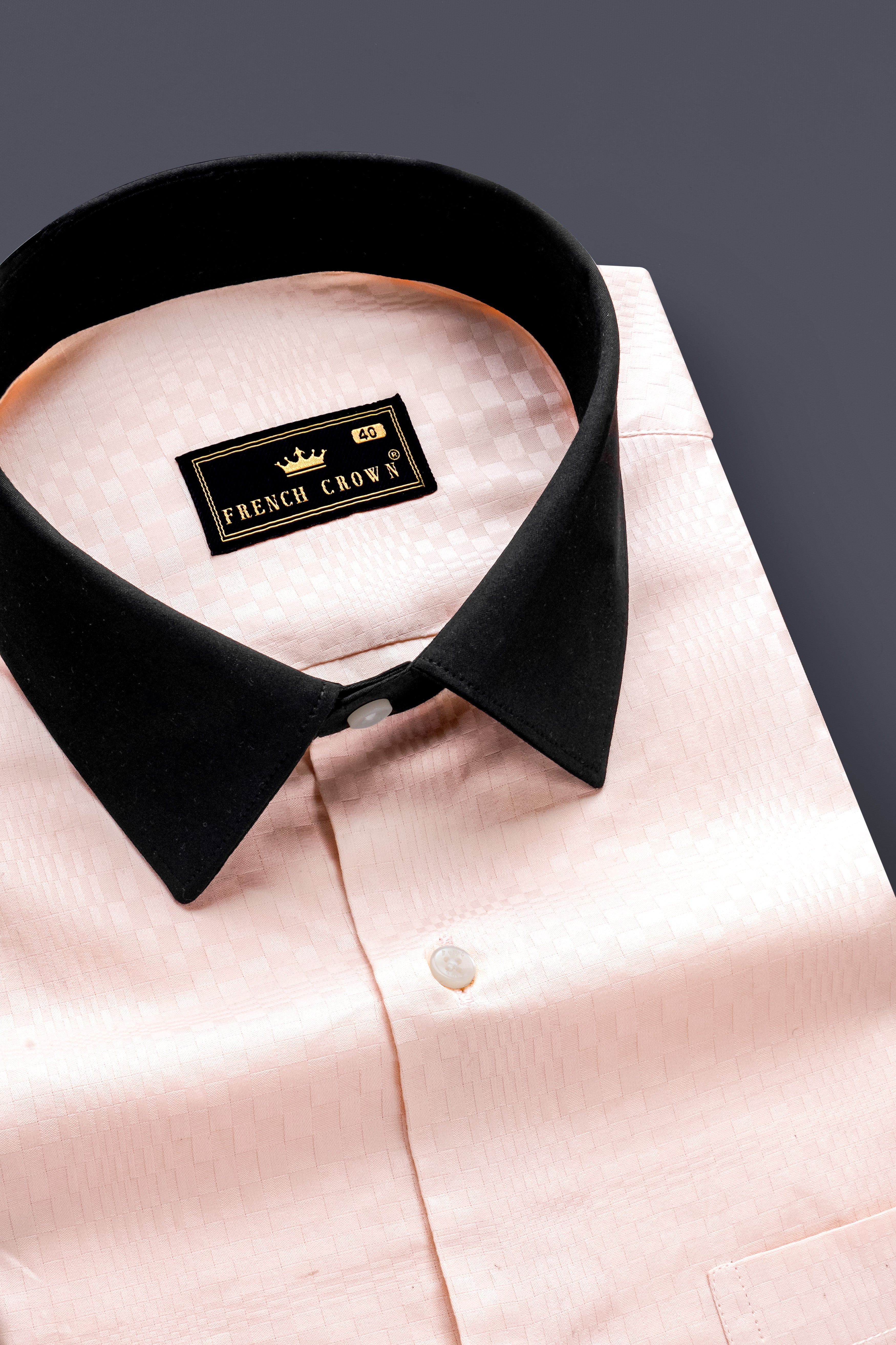 Serene-Misty Rose Peach Dobby Textured Premium Giza Cotton Dress Shirt