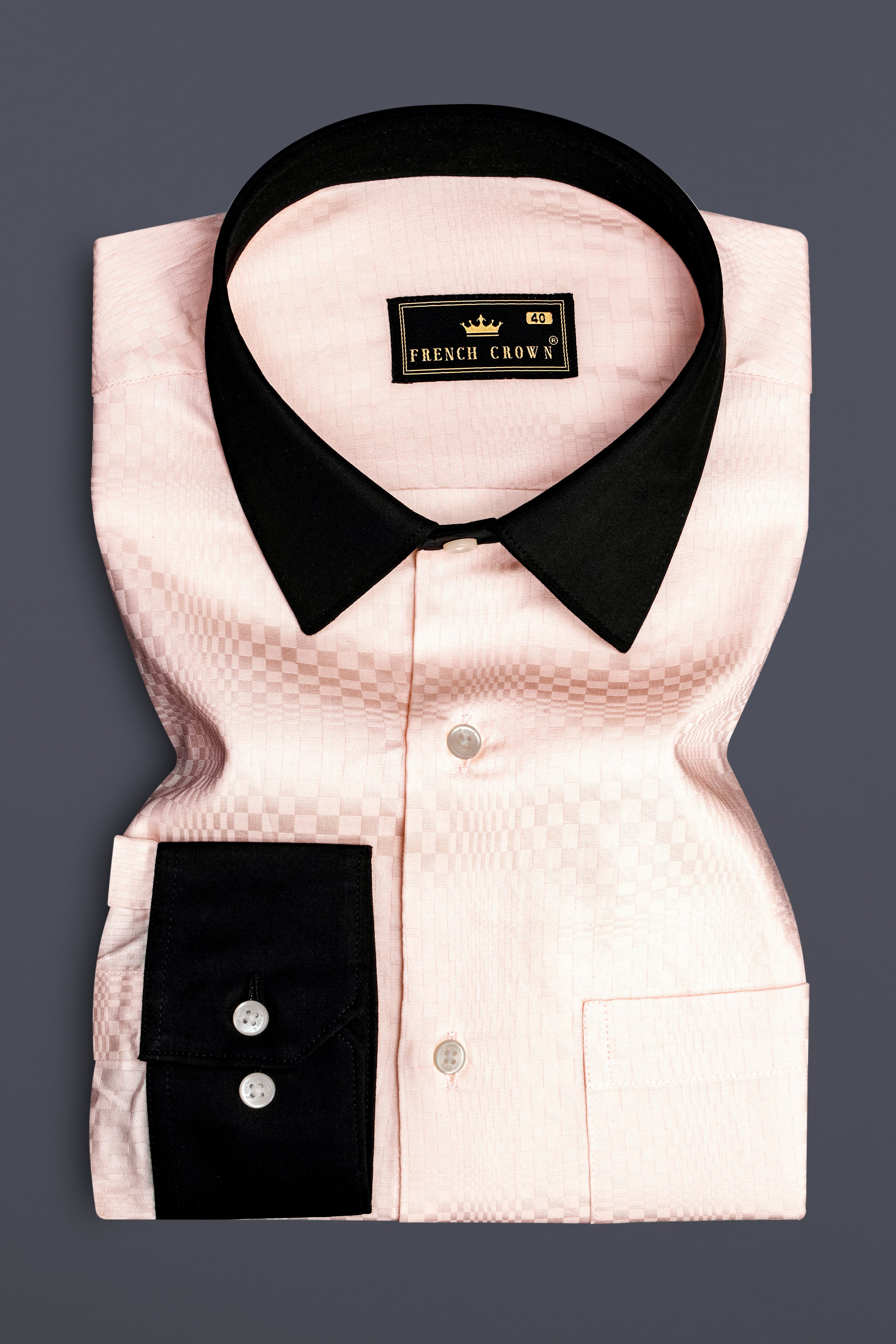 Serene-Misty Rose Peach Dobby Textured Premium Giza Cotton Dress Shirt