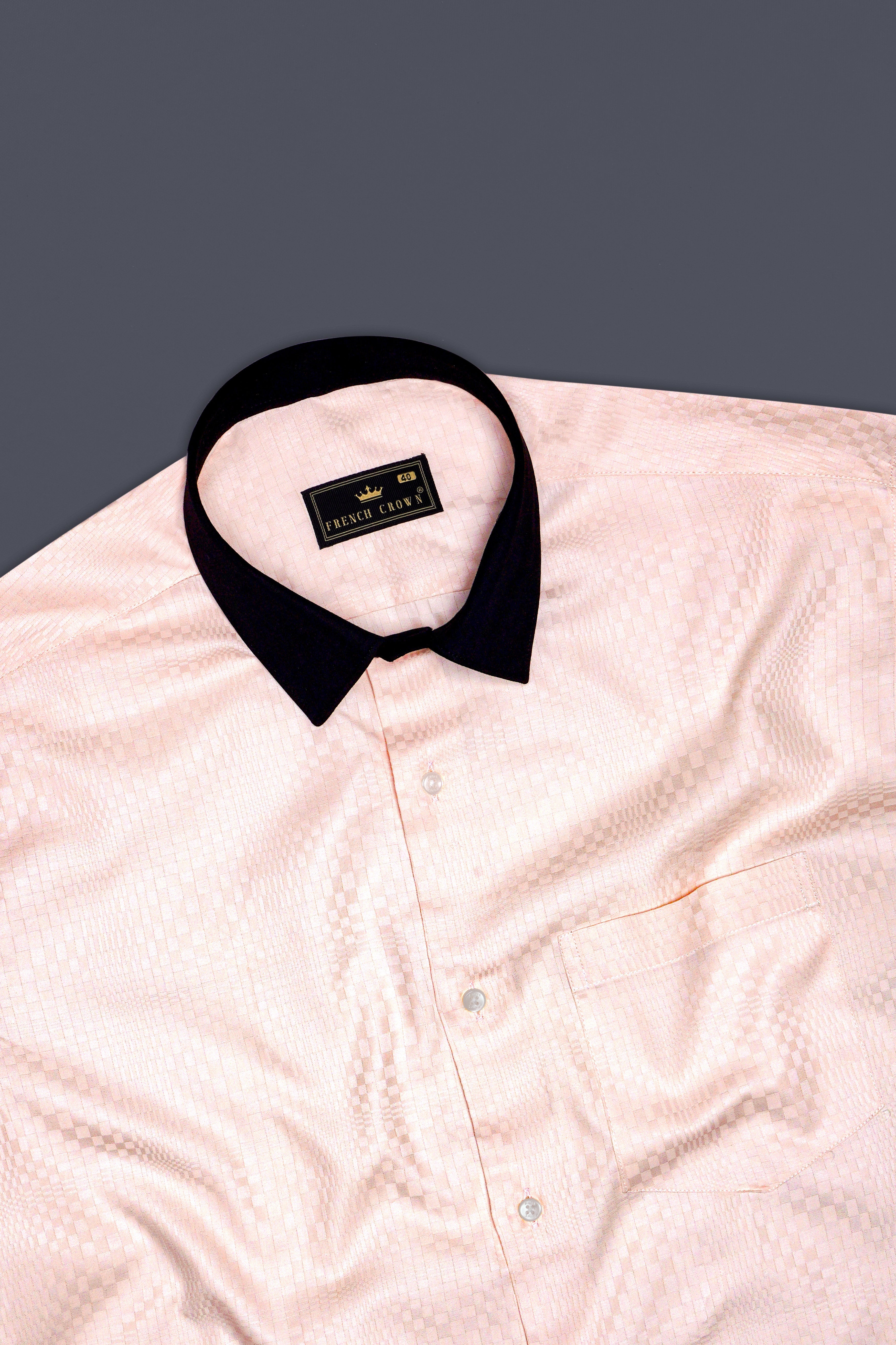 Serene-Misty Rose Peach Dobby Textured Premium Giza Cotton Dress Shirt