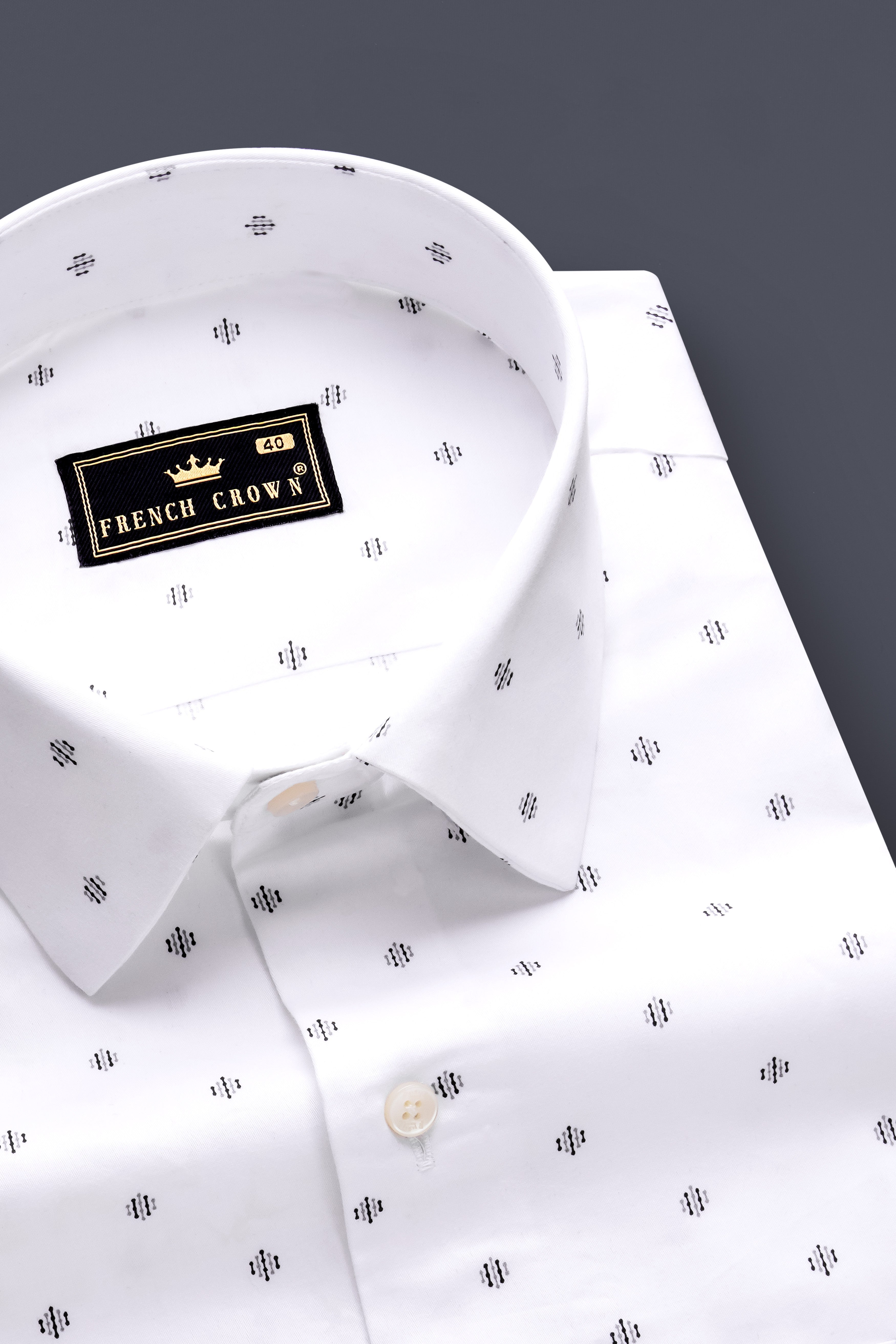 Luminous-Bright White Printed Subtle Sheen Super Soft Premium Cotton Semi Formal Shirt