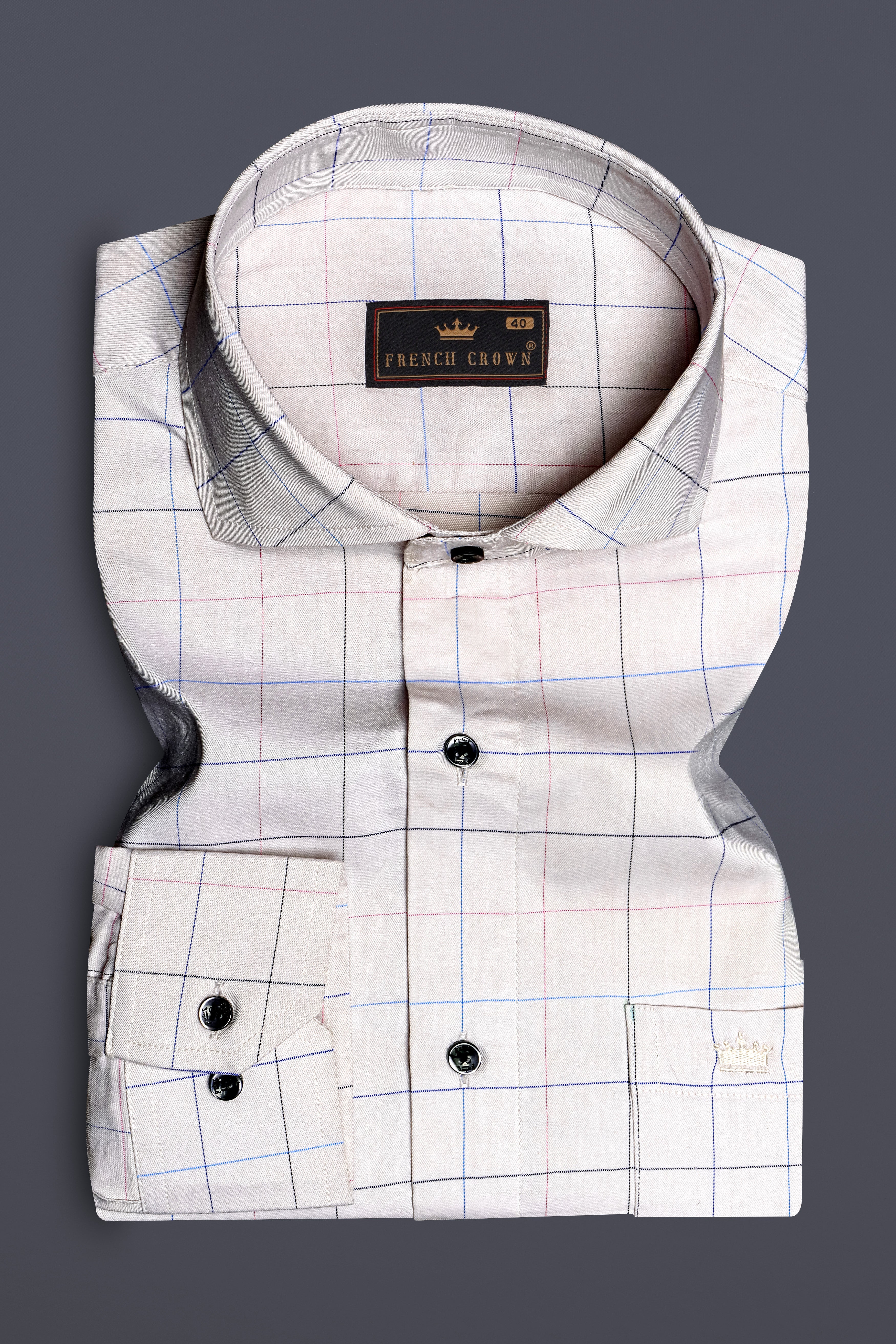 Lattice-Alto Gray Window Dobby Textured Premium Giza Cotton Dress Shirt