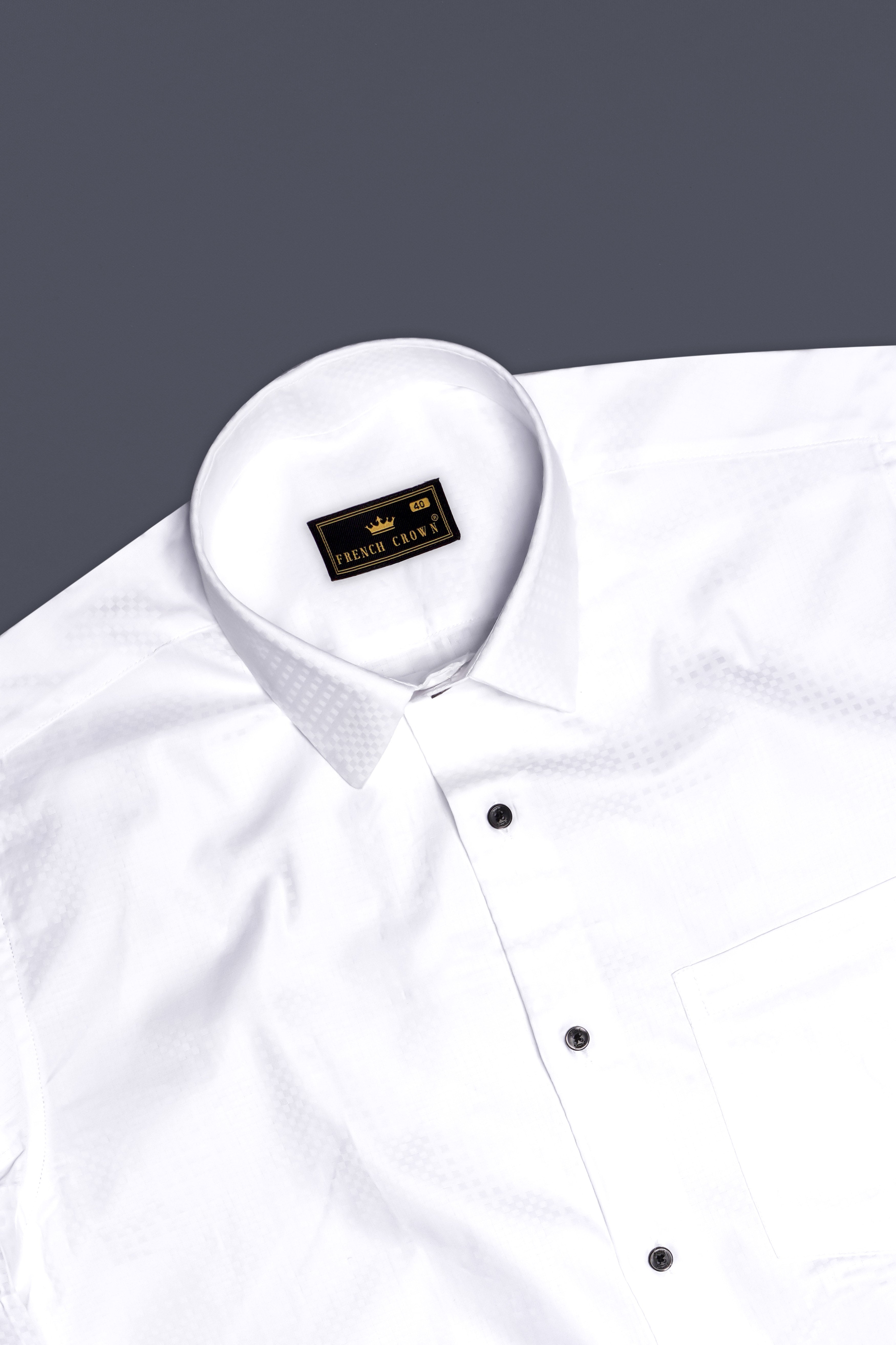 Arctic Luxe-Bright White Formal Textured Premium Cotton Shirt For Men