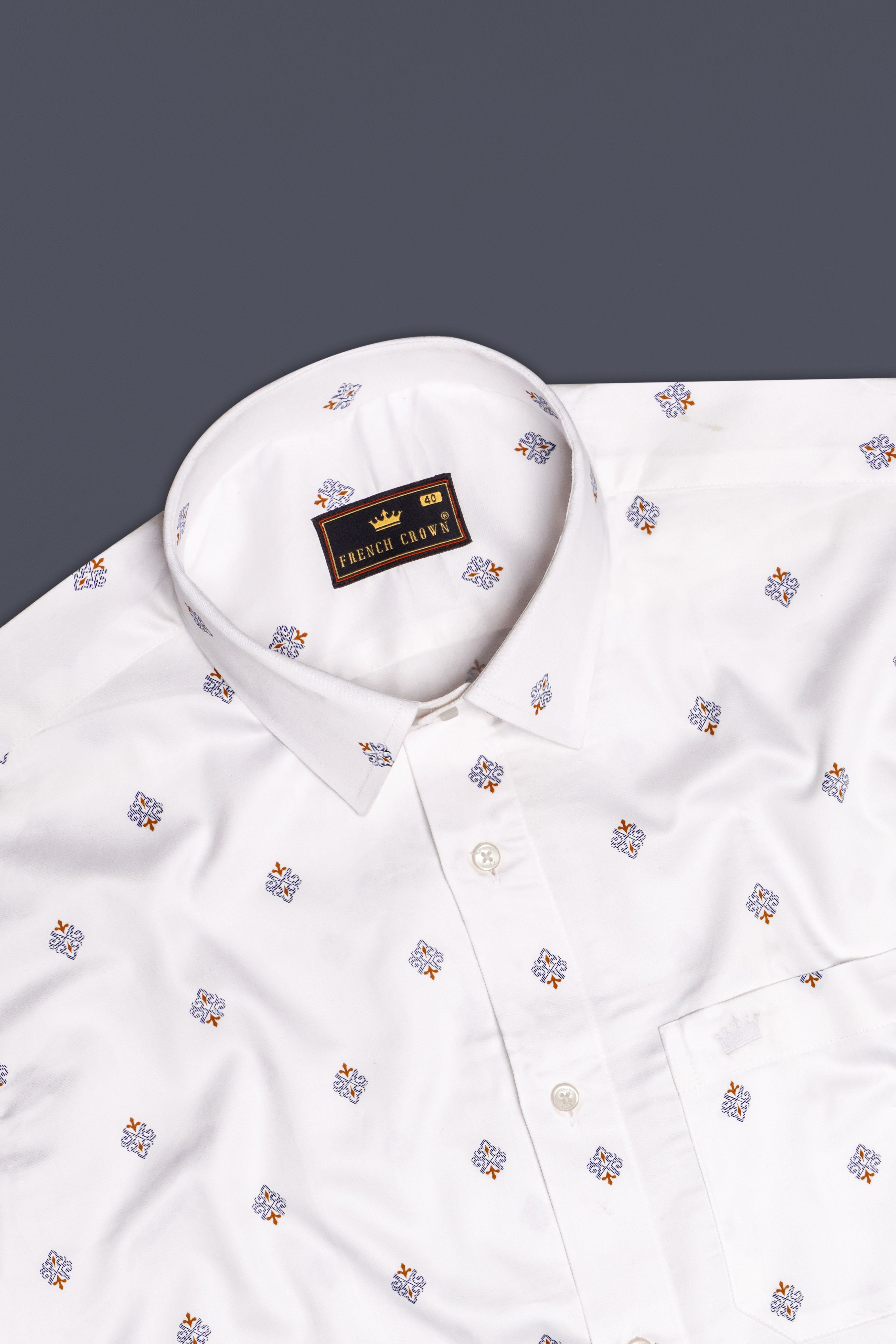 Ethereal-Bright White Damask Printed Subtle Sheen Super Soft Premium Cotton Dress Shirt