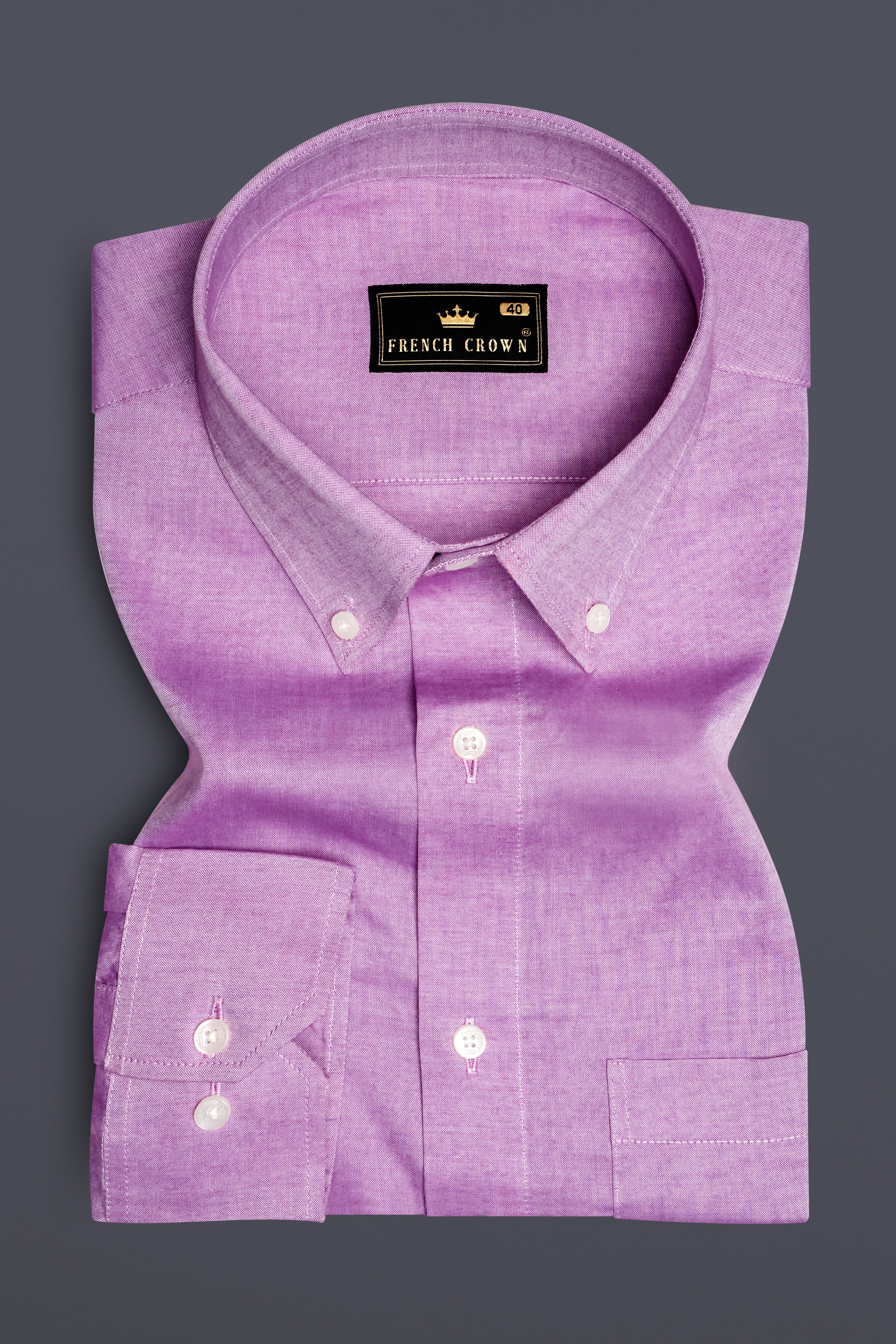 Frosted -Viola Pink Solid Chambray Textured Premium Cotton Shirt