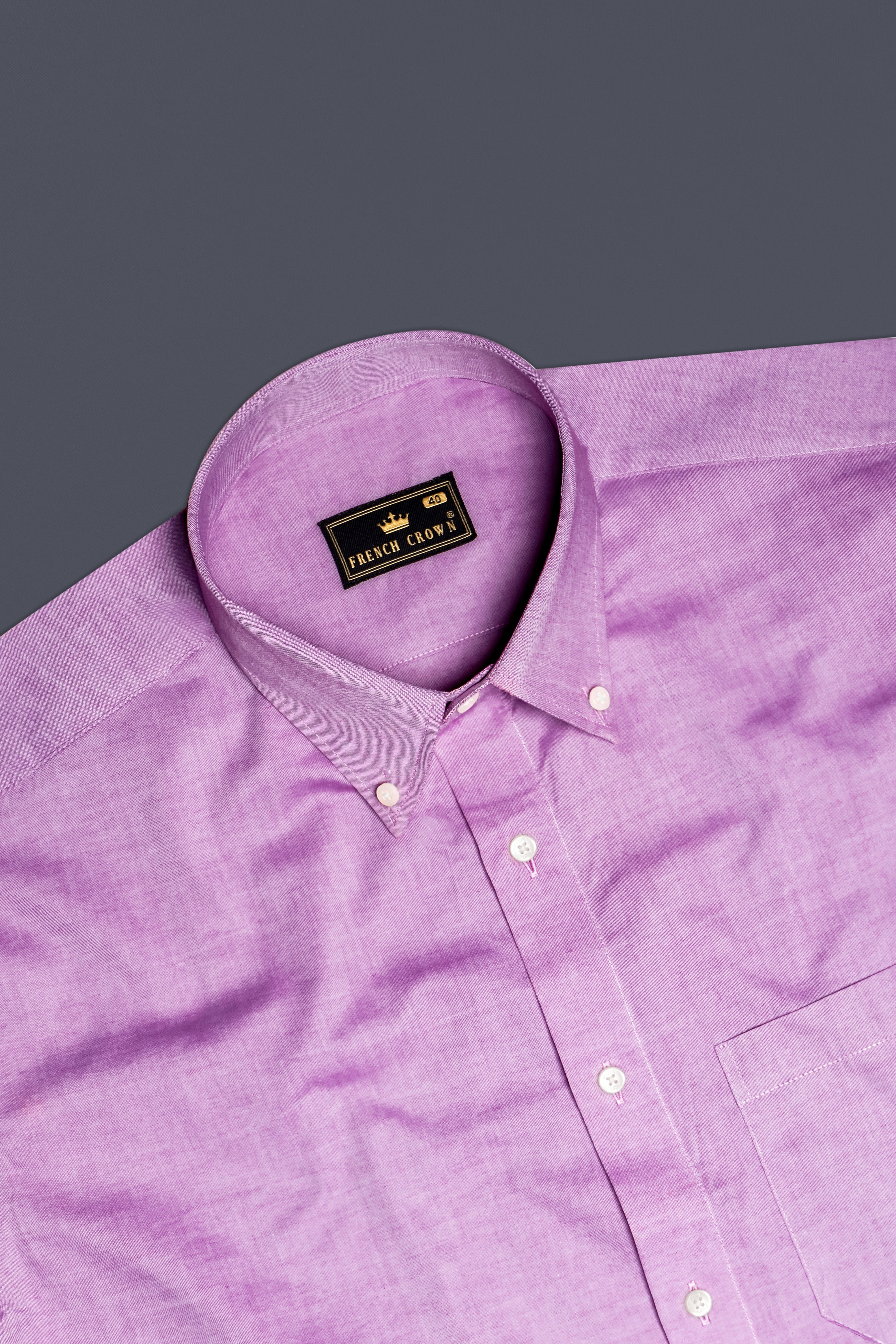 Frosted -Viola Pink Solid Chambray Textured Premium Cotton Shirt