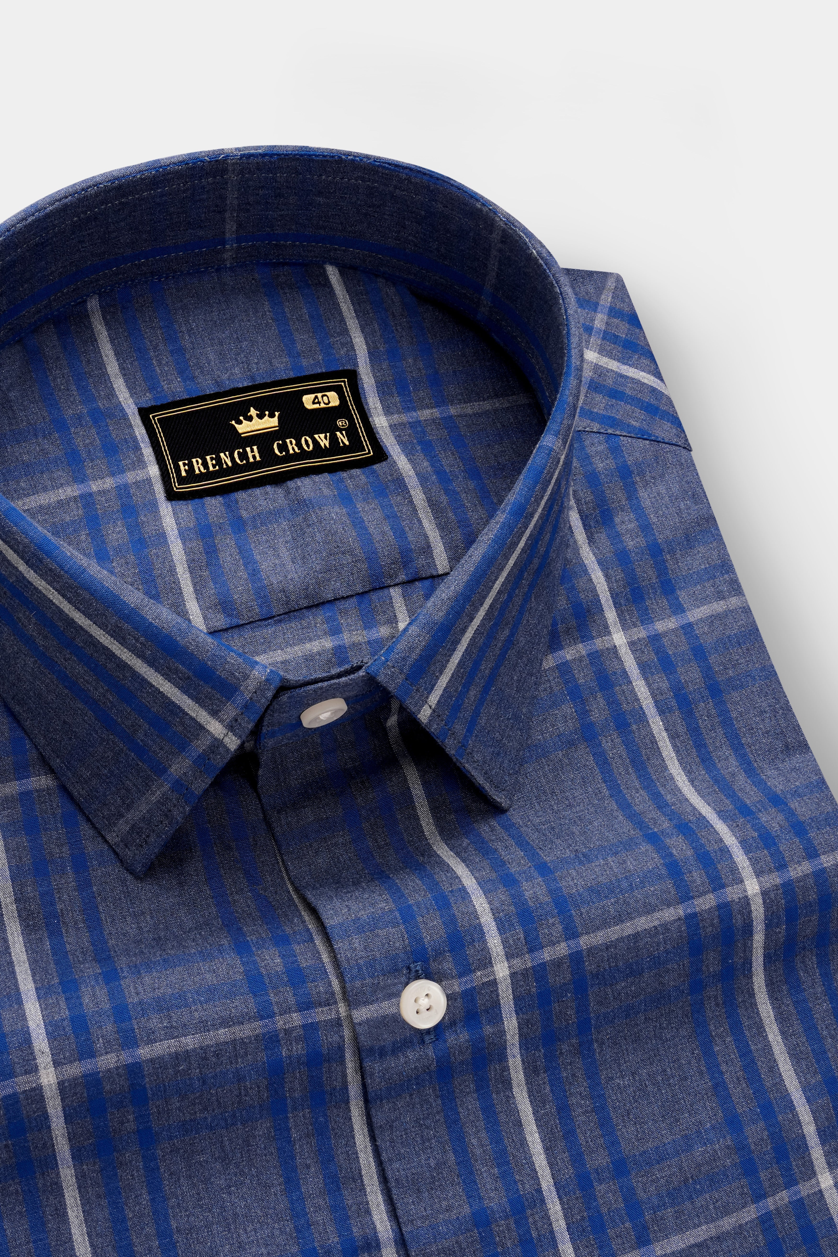 Nordic-Fiord Blue Plaid Super Soft Premium Cotton Semi Formal Shirt