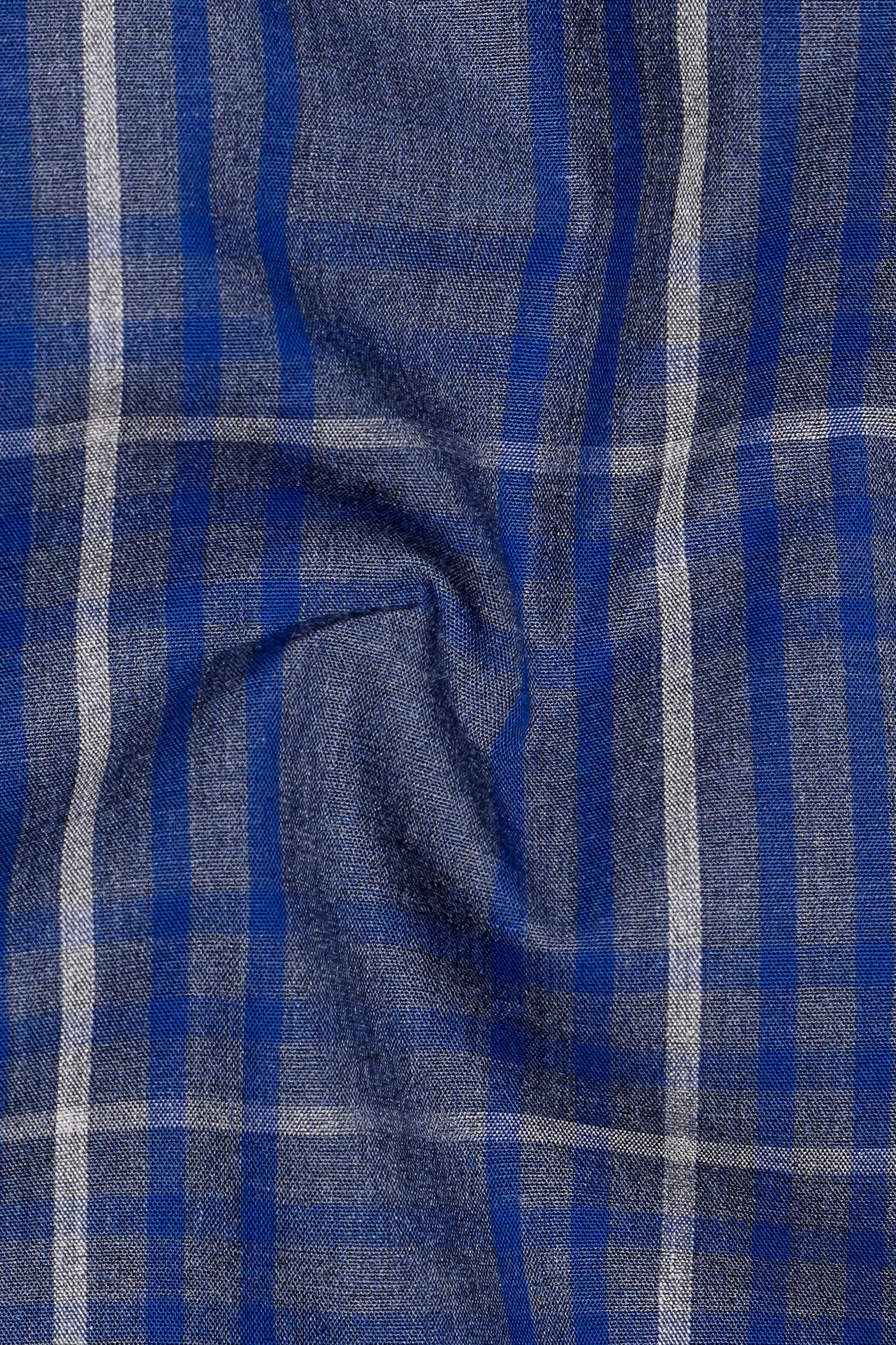 Nordic-Fiord Blue Plaid Super Soft Premium Cotton Semi Formal Shirt