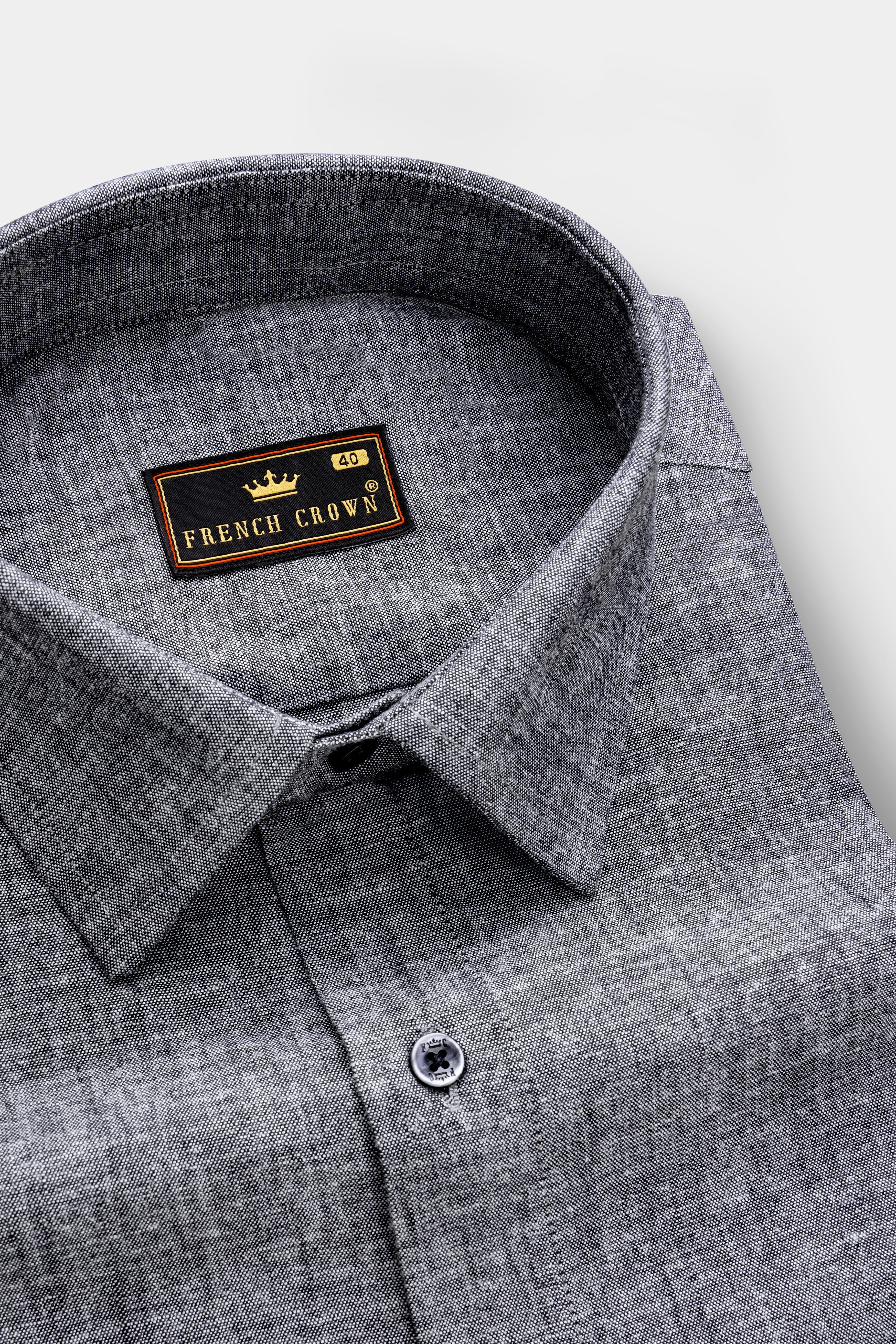 Graphite-Shuttle Gray Textured Oxford Premium Cotton Dress Shirt