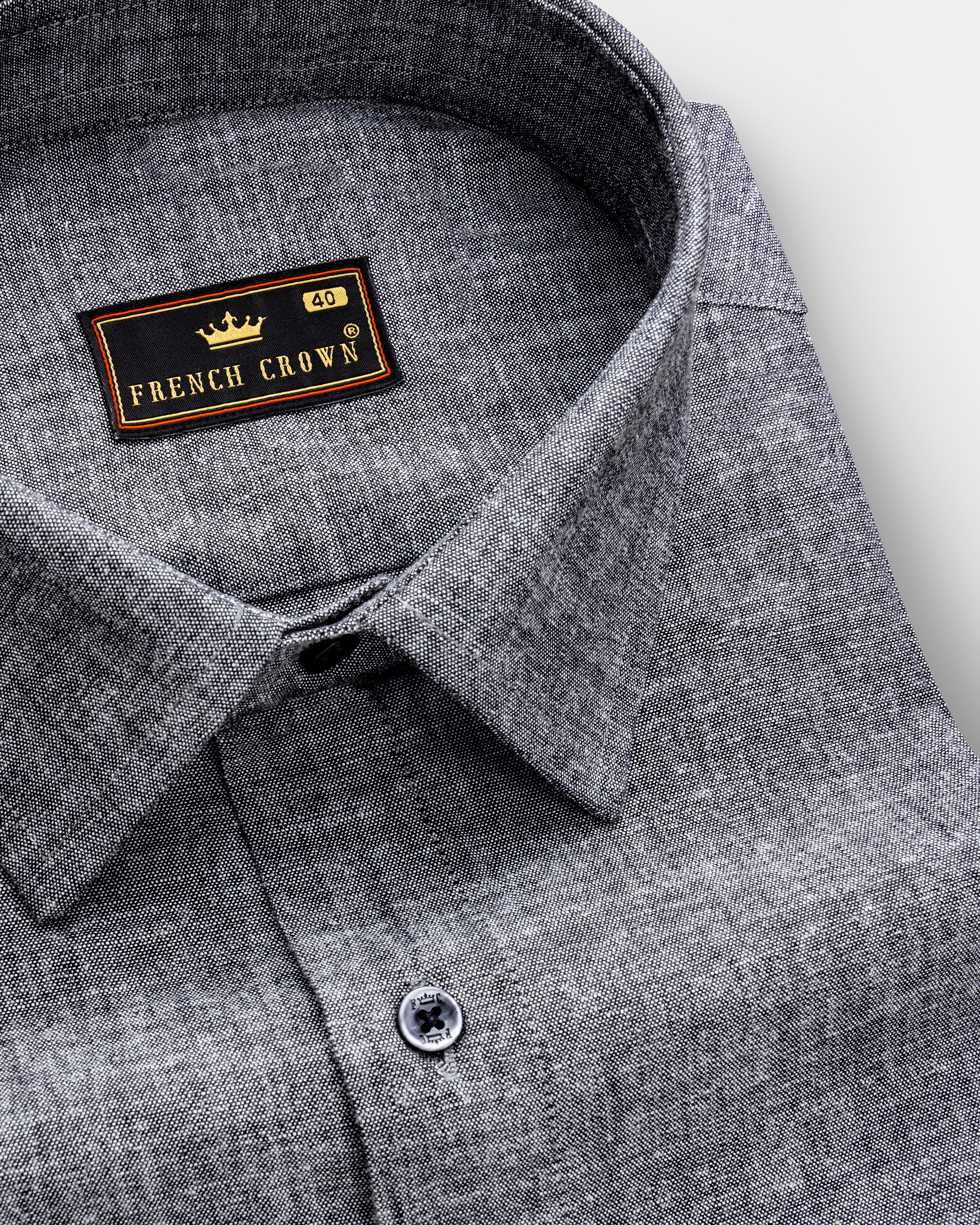 【美品】L'Or ロル Pleats Shirt Dress チャコール Women Grey Solid Pure Cotton Regular Fit Formal Shirt Dress