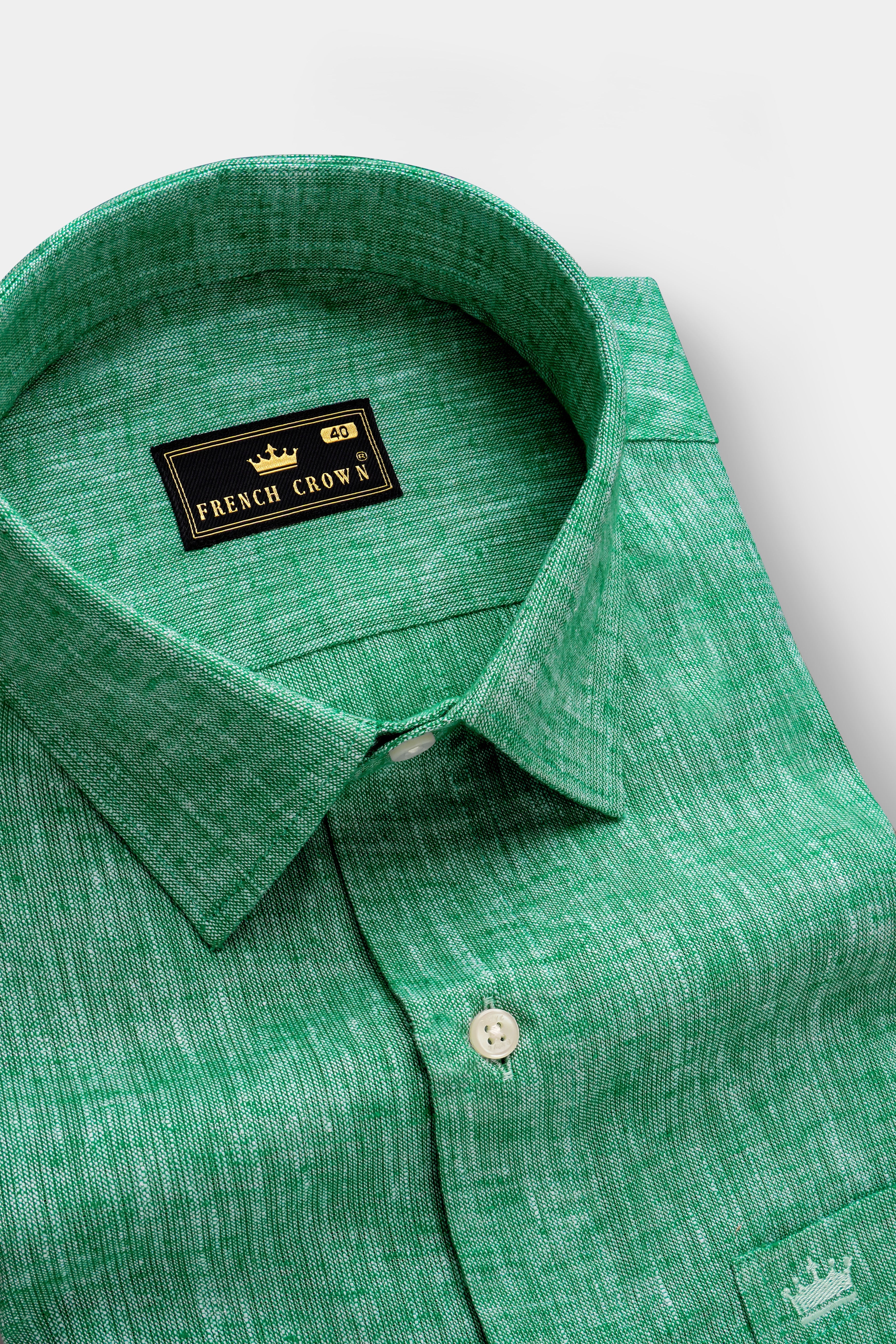 Seafoam Green Textured Premium Luxuries Linen Dress Shirt