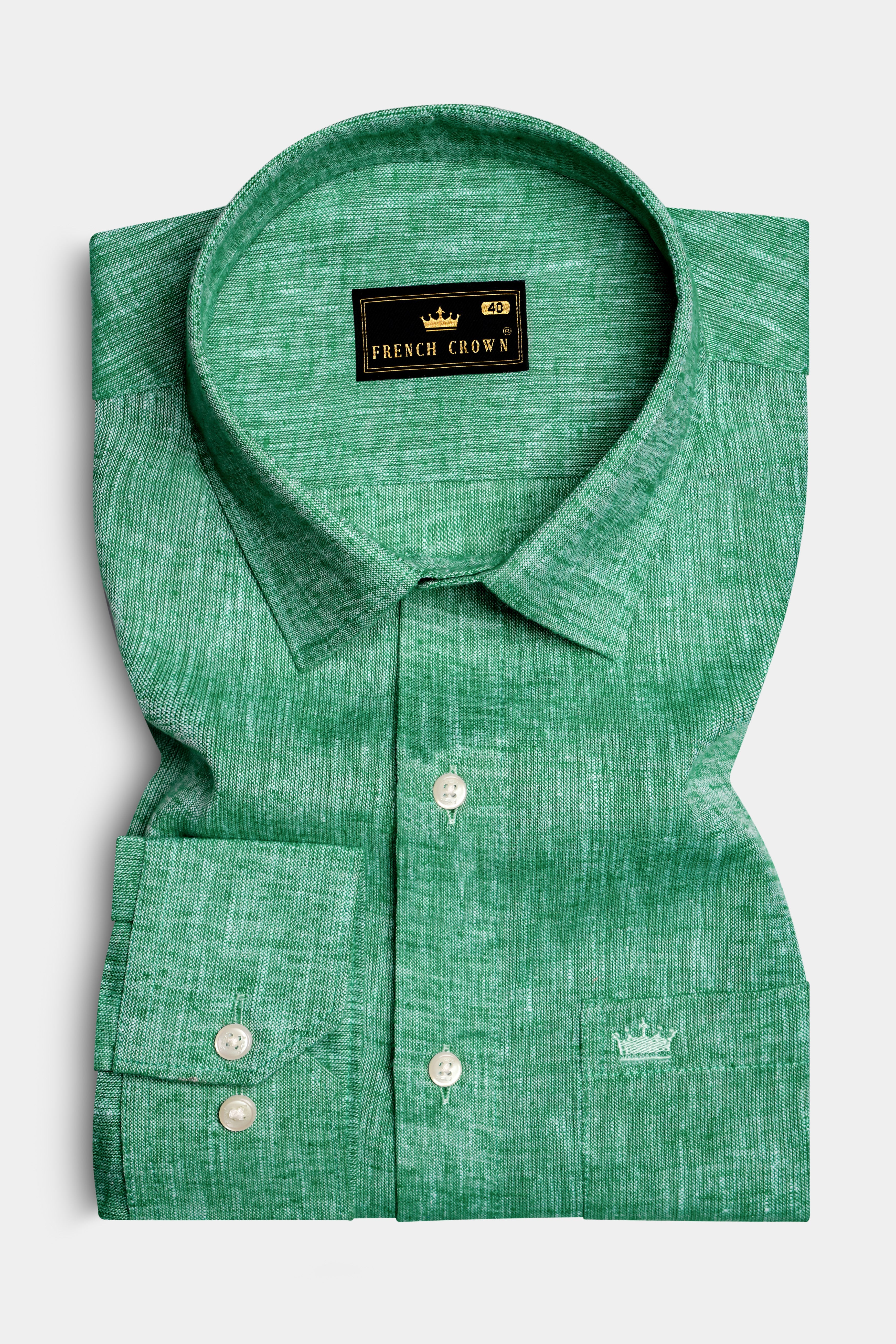 Seafoam Green Textured Premium Luxuries Linen Dress Shirt