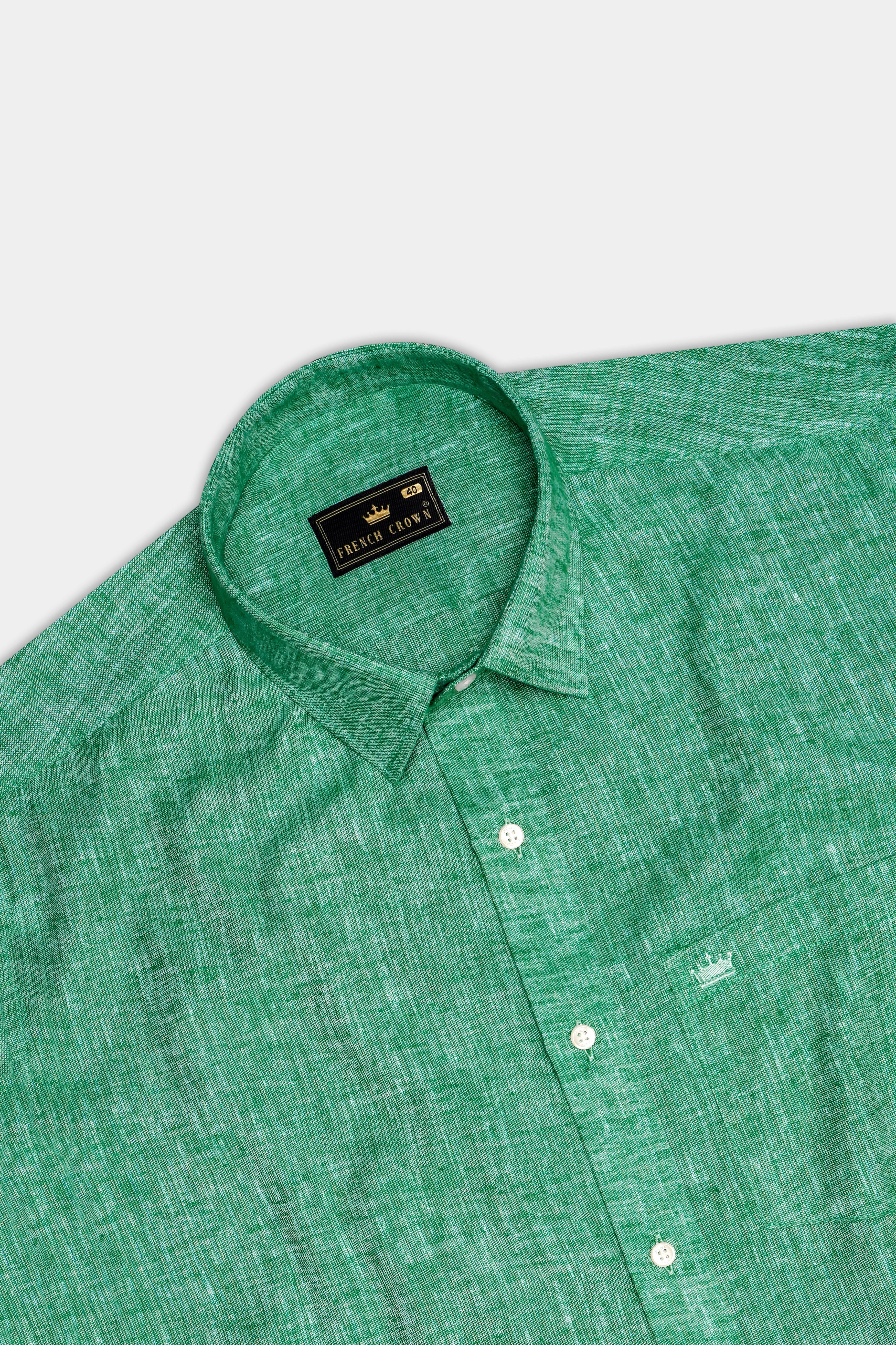 Seafoam Green Textured Premium Luxuries Linen Dress Shirt