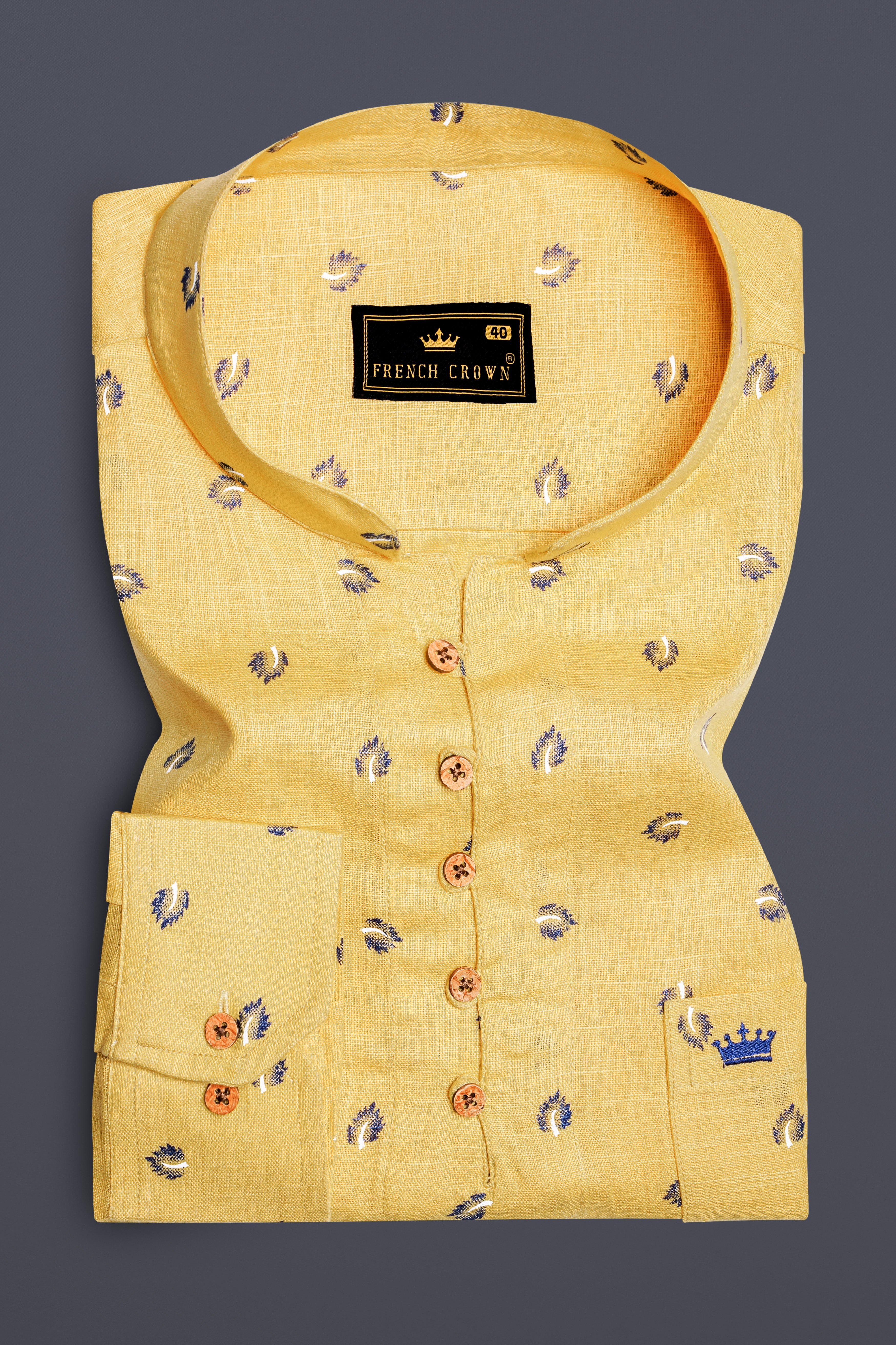 Chalky Yellow Printed Premium Luxuries Linen Casual kurta Shirt