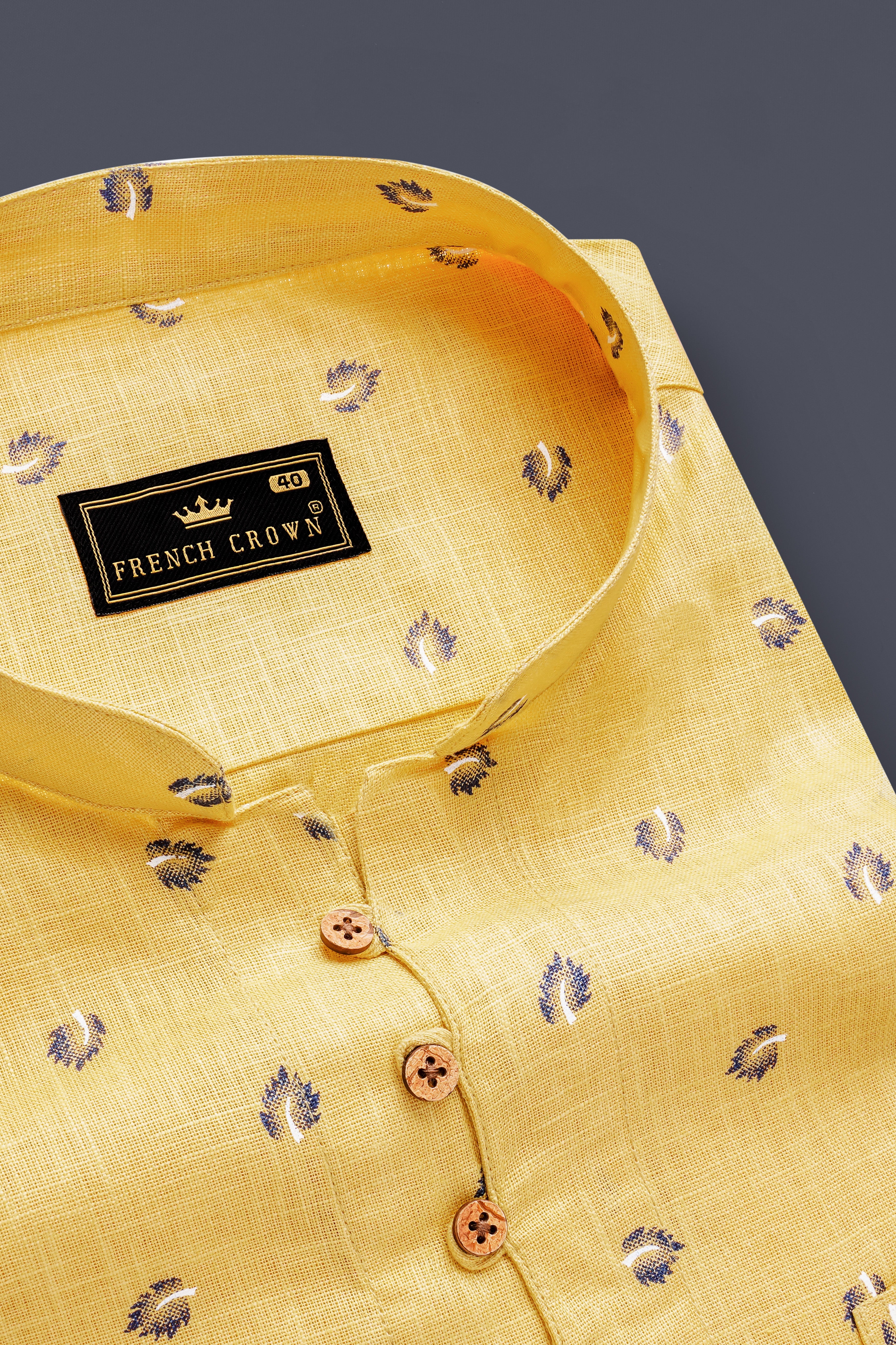 Chalky Yellow Printed Premium Luxuries Linen Casual kurta Shirt