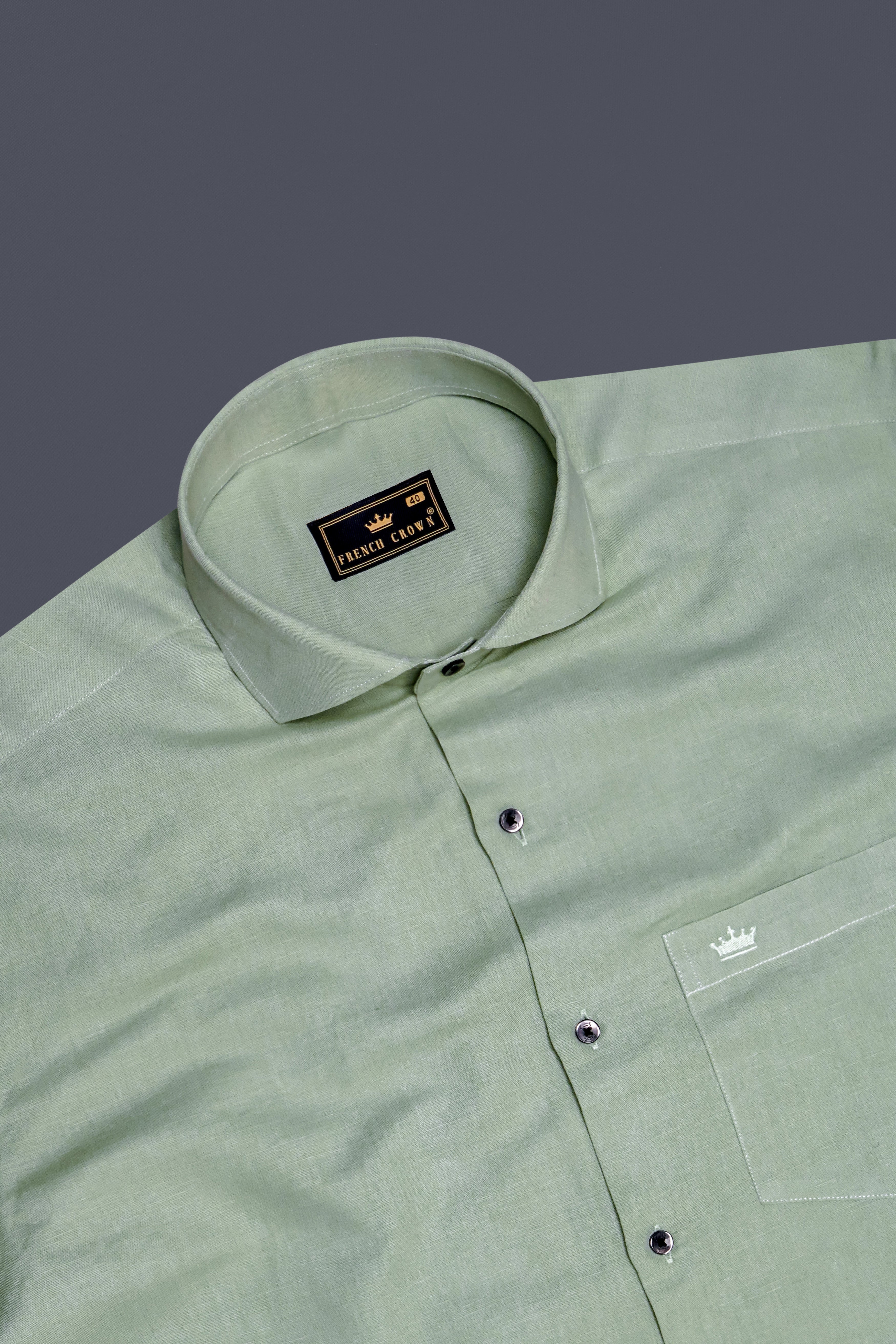 ForestWeave-Tasman Green Solid Premium Luxuries Linen Dress Shirt