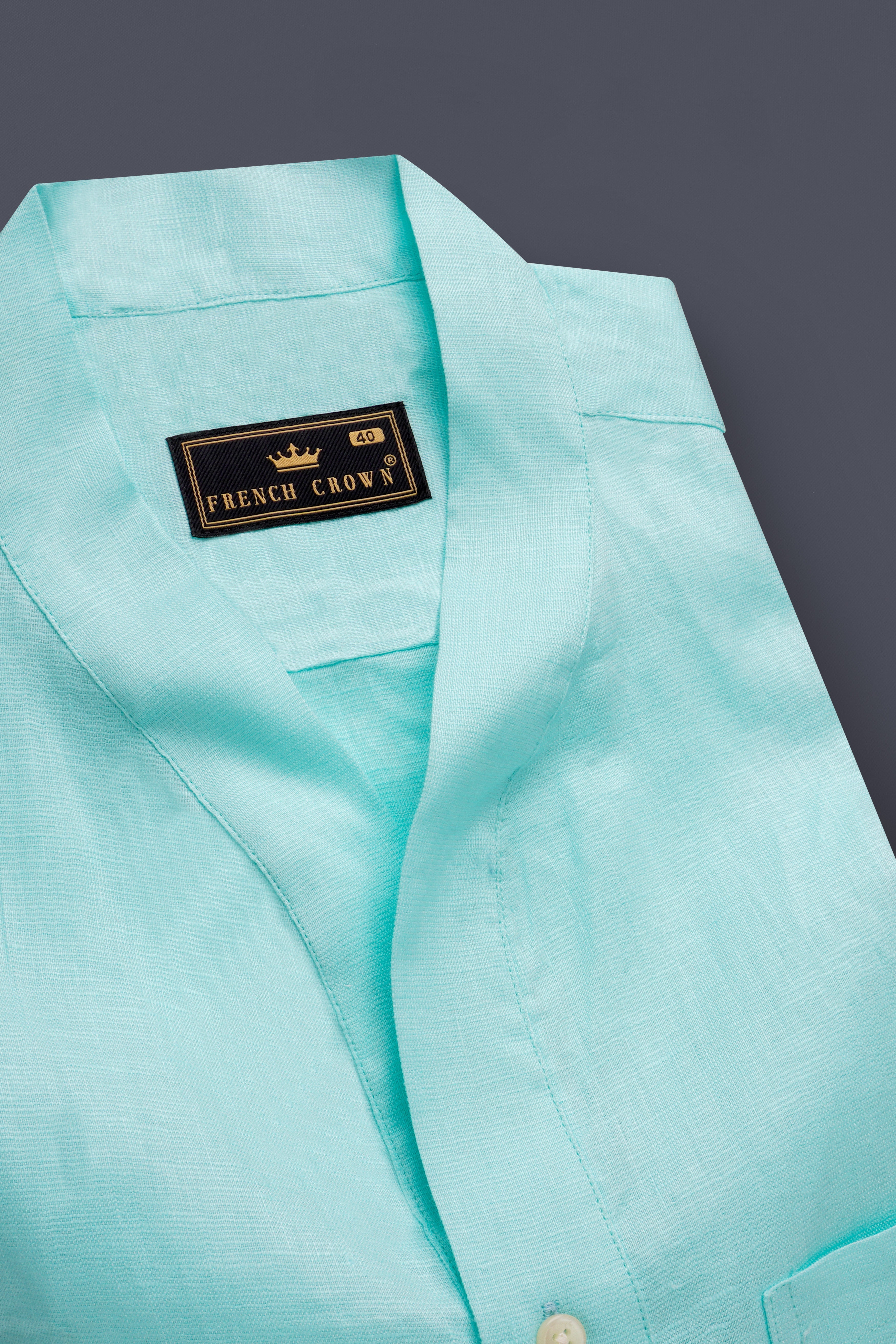 OceanGlow-Aqua Island Blue Solid Premium Luxuries Linen Casual Designer Shirt