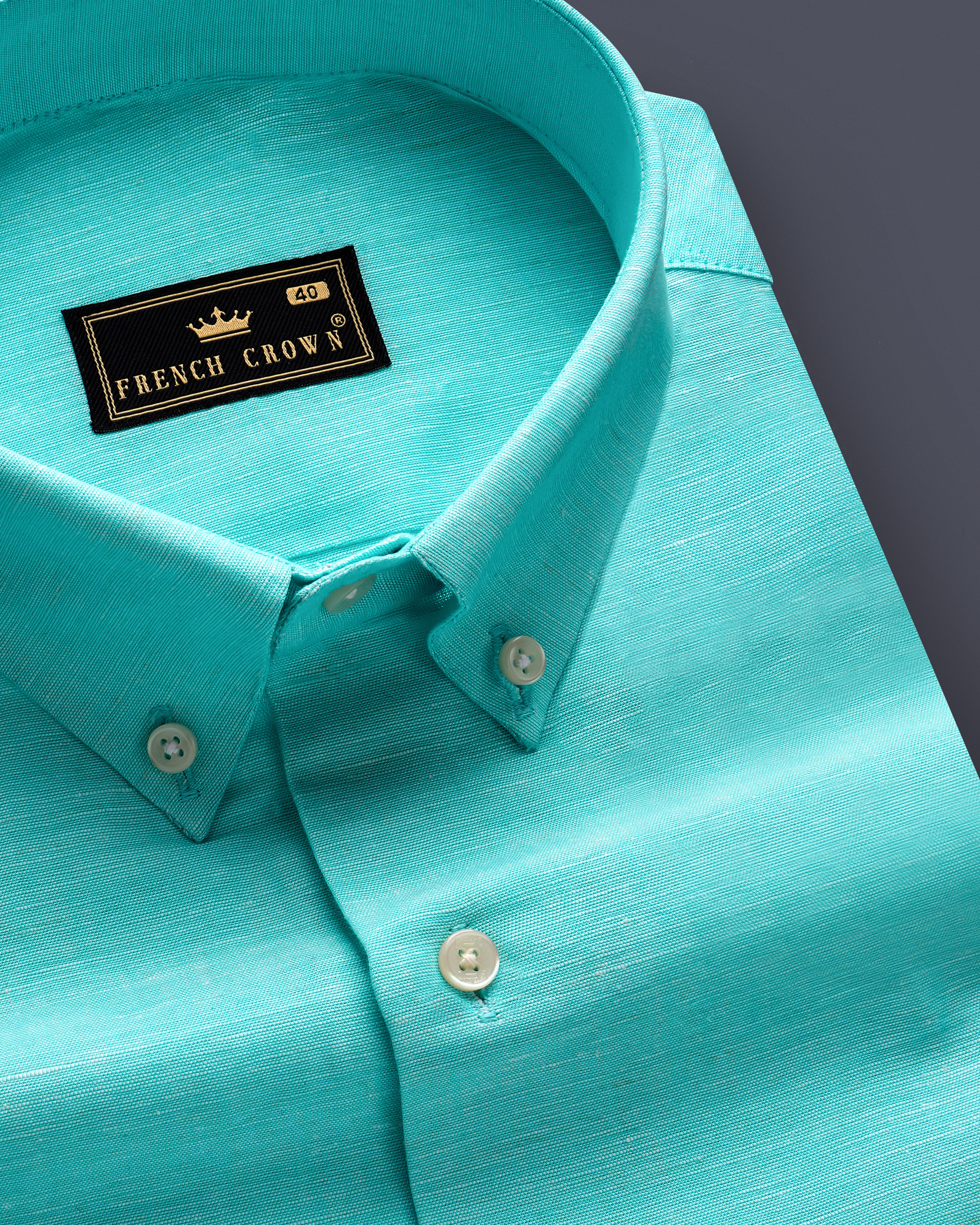 CoastalShade-Seafoam Blue Solid Luxurious Linen Dress Shirt CoastalShade-Seafoam Blue Solid Luxurious Linen Dress Shirt