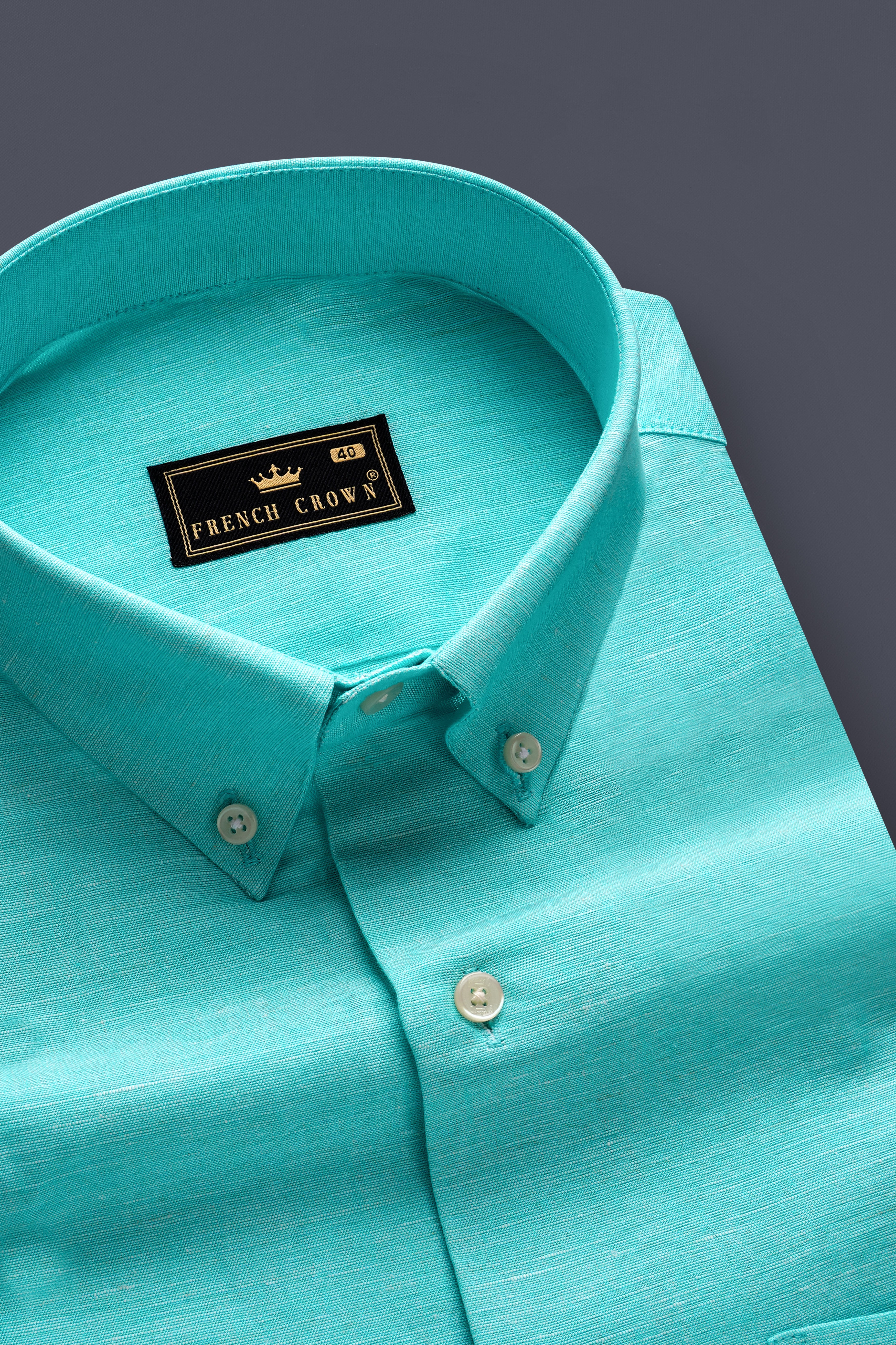 CoastalShade-Seafoam Blue Solid Premium Luxuries Linen Dress Shirt